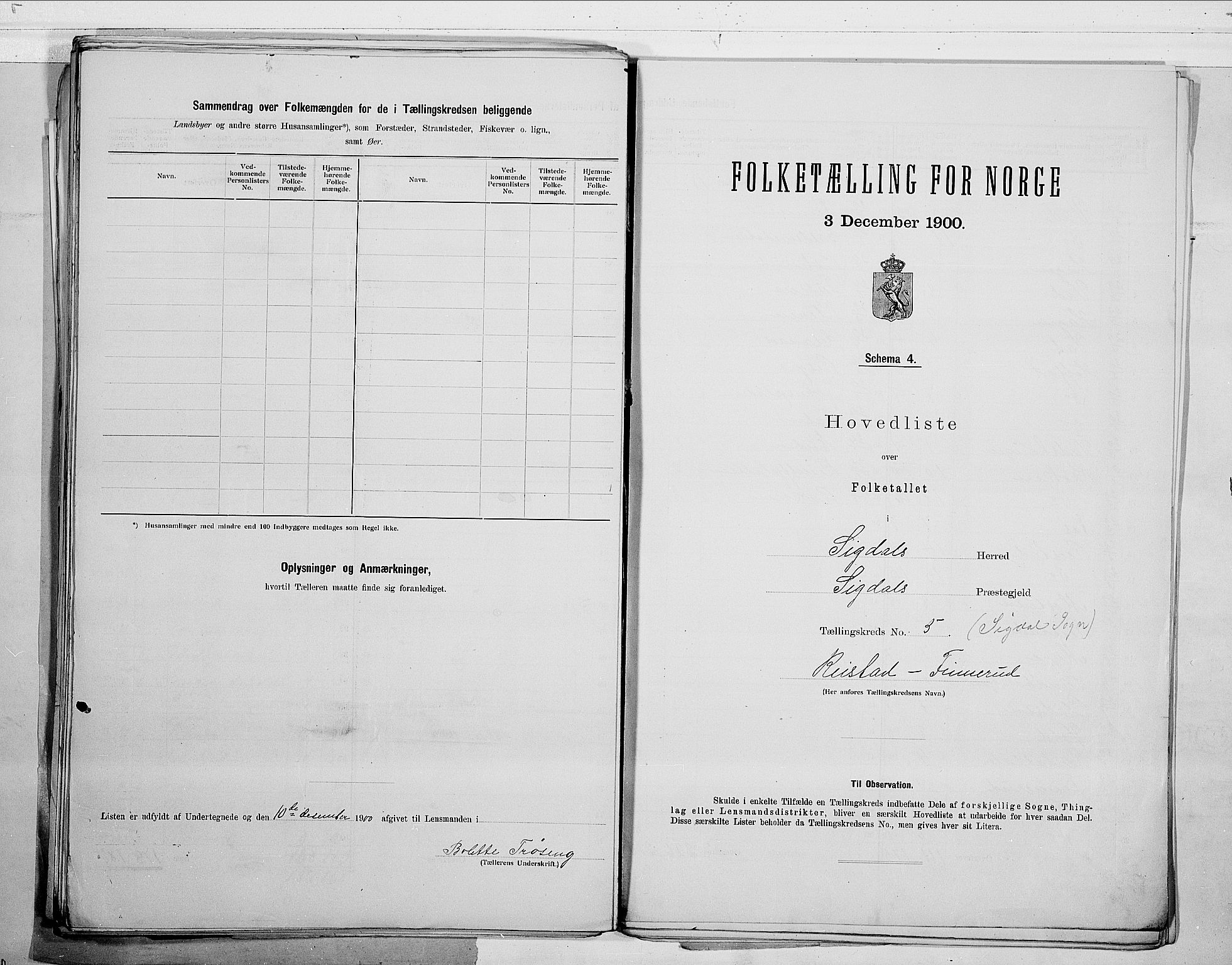 RA, 1900 census for Sigdal, 1900, p. 44