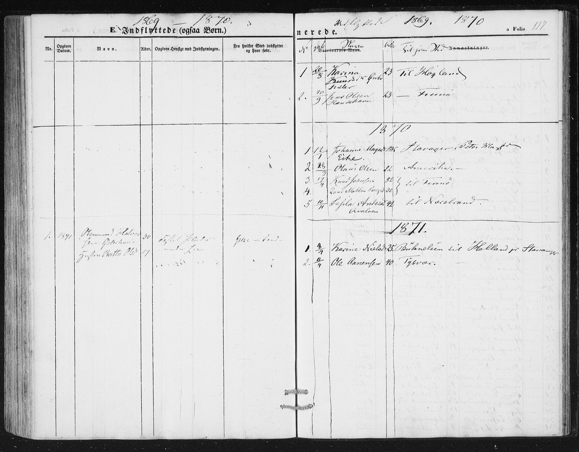 Hjelmeland sokneprestkontor, SAST/A-101843/01/IV/L0010: Parish register (official) no. A 10, 1851-1871, p. 127