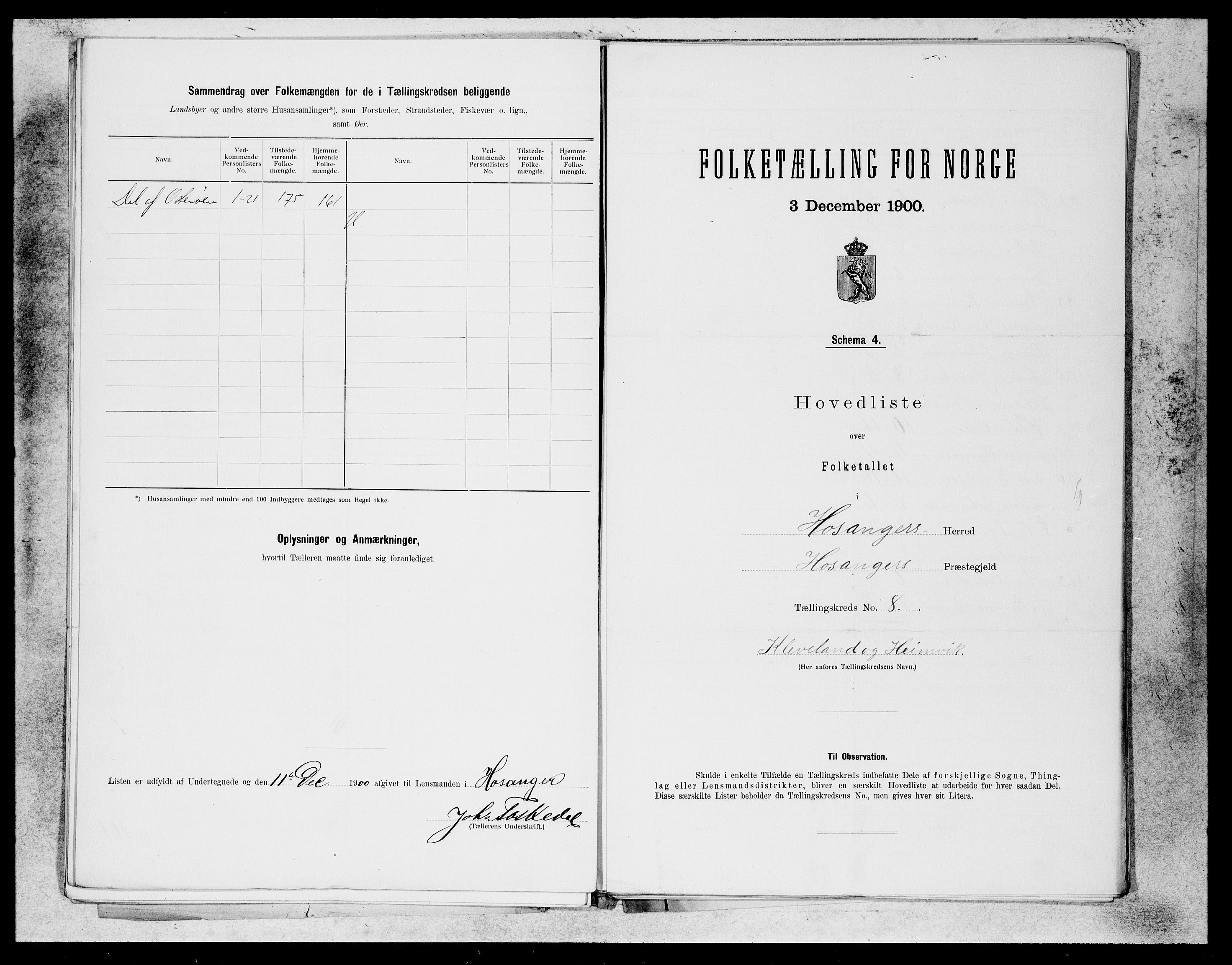 SAB, 1900 census for Hosanger, 1900, p. 15