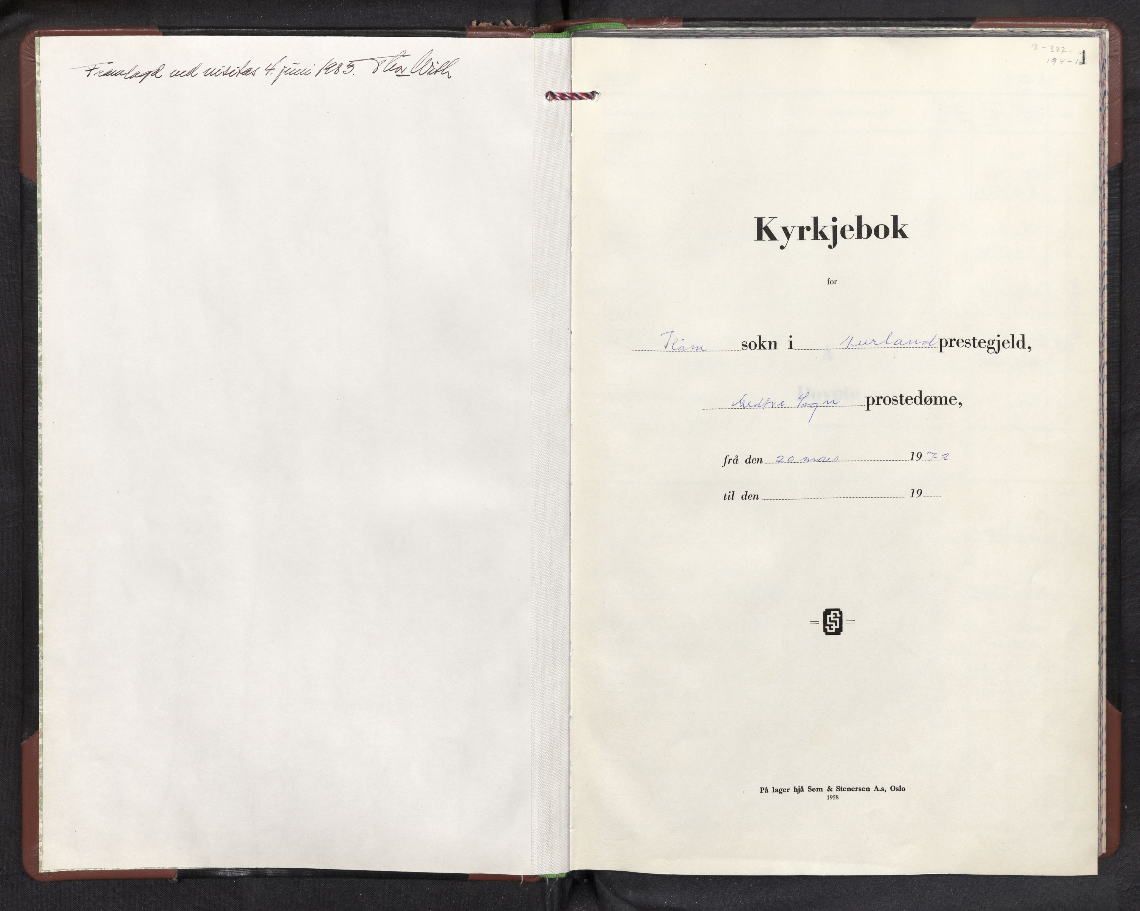Aurland sokneprestembete, SAB/A-99937/H/Hb/Hbb/L0004: Parish register (copy) no. B 4, 1972-1983, p. 0b-1a
