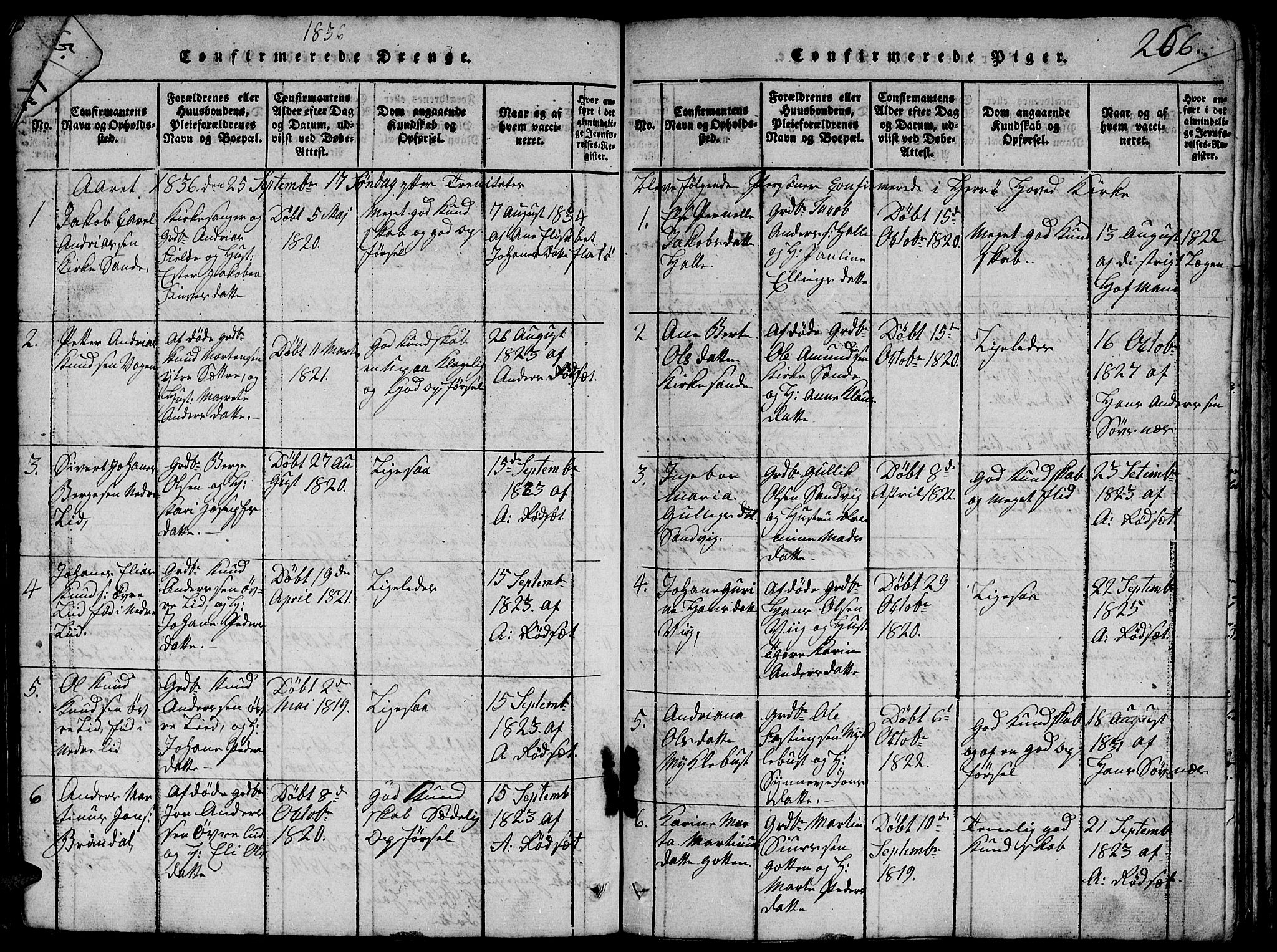 Ministerialprotokoller, klokkerbøker og fødselsregistre - Møre og Romsdal, SAT/A-1454/503/L0046: Parish register (copy) no. 503C01, 1816-1842, p. 266