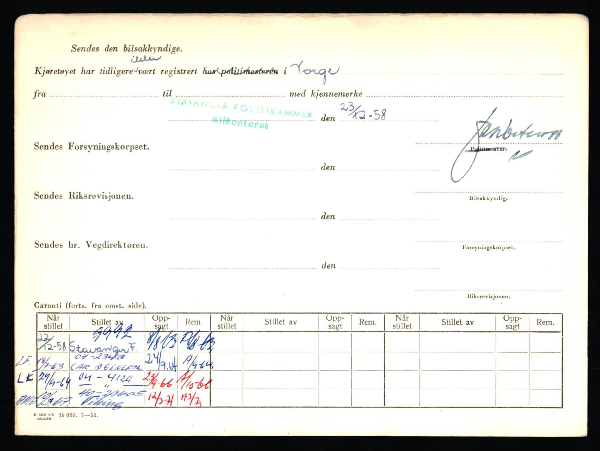 Stavanger trafikkstasjon, AV/SAST-A-101942/0/F/L0009: L-3000 - L-3349, 1930-1971, p. 612