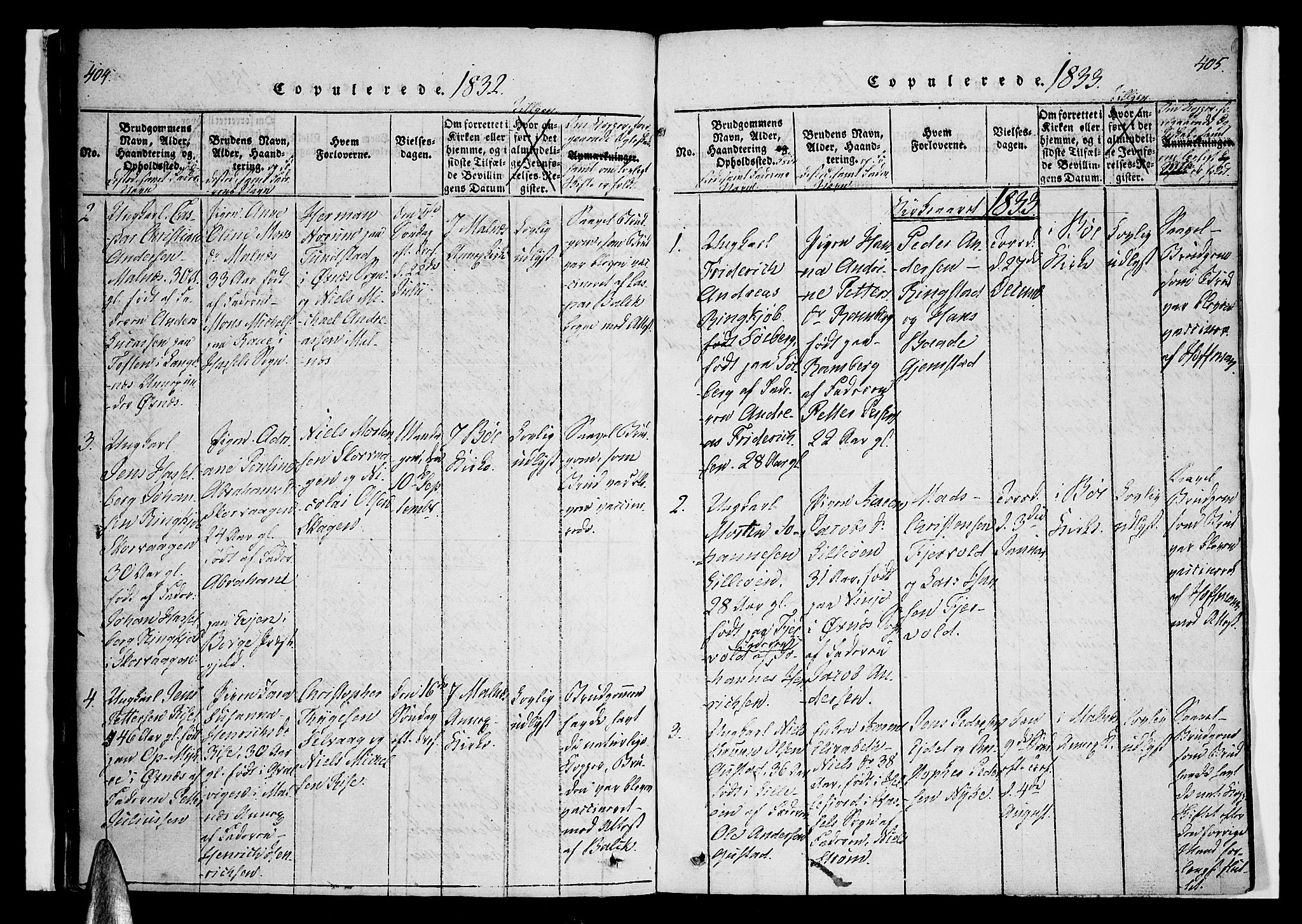 Ministerialprotokoller, klokkerbøker og fødselsregistre - Nordland, SAT/A-1459/891/L1298: Parish register (official) no. 891A03, 1820-1840, p. 404-405