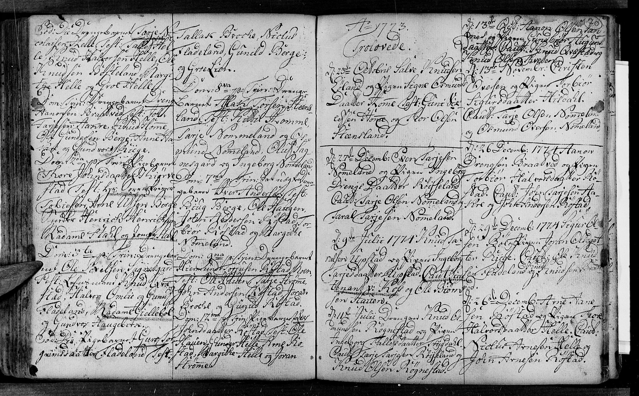 Valle sokneprestkontor, SAK/1111-0044/F/Fa/Fac/L0002: Parish register (official) no. A 2, 1745-1776, p. 70