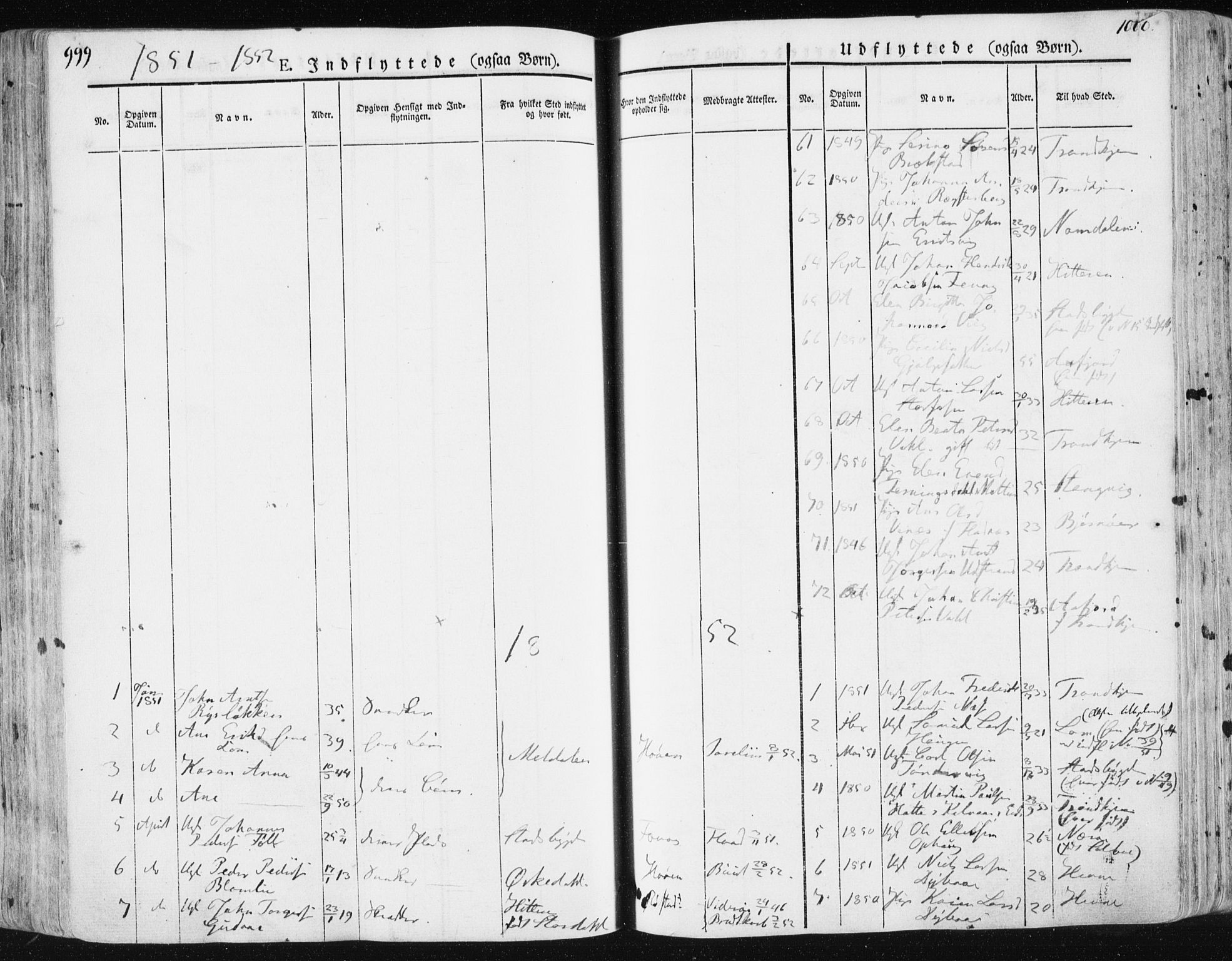 Ministerialprotokoller, klokkerbøker og fødselsregistre - Sør-Trøndelag, SAT/A-1456/659/L0736: Parish register (official) no. 659A06, 1842-1856, p. 999-1000