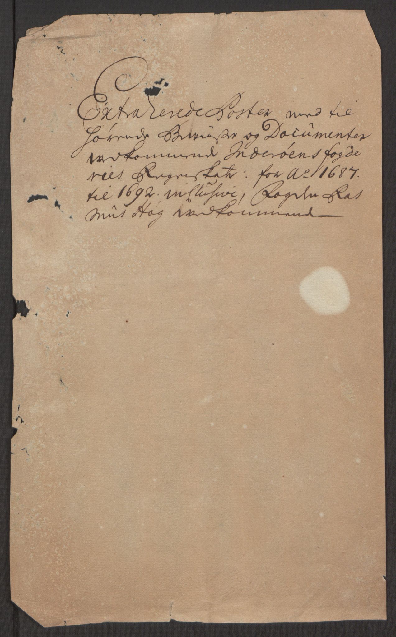 Rentekammeret inntil 1814, Reviderte regnskaper, Fogderegnskap, RA/EA-4092/R63/L4308: Fogderegnskap Inderøy, 1692-1694, p. 281