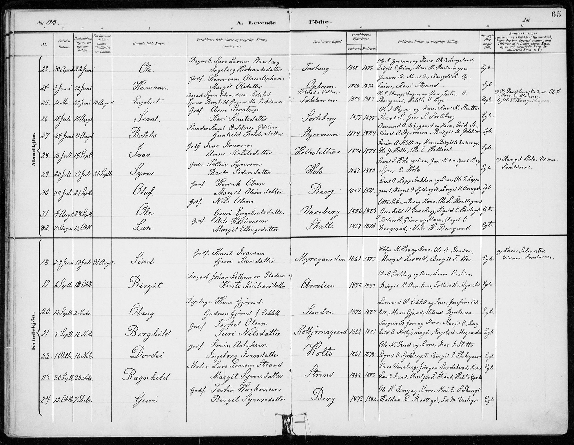 Ål kirkebøker, AV/SAKO-A-249/F/Fa/L0009: Parish register (official) no. I 9, 1897-1915, p. 65