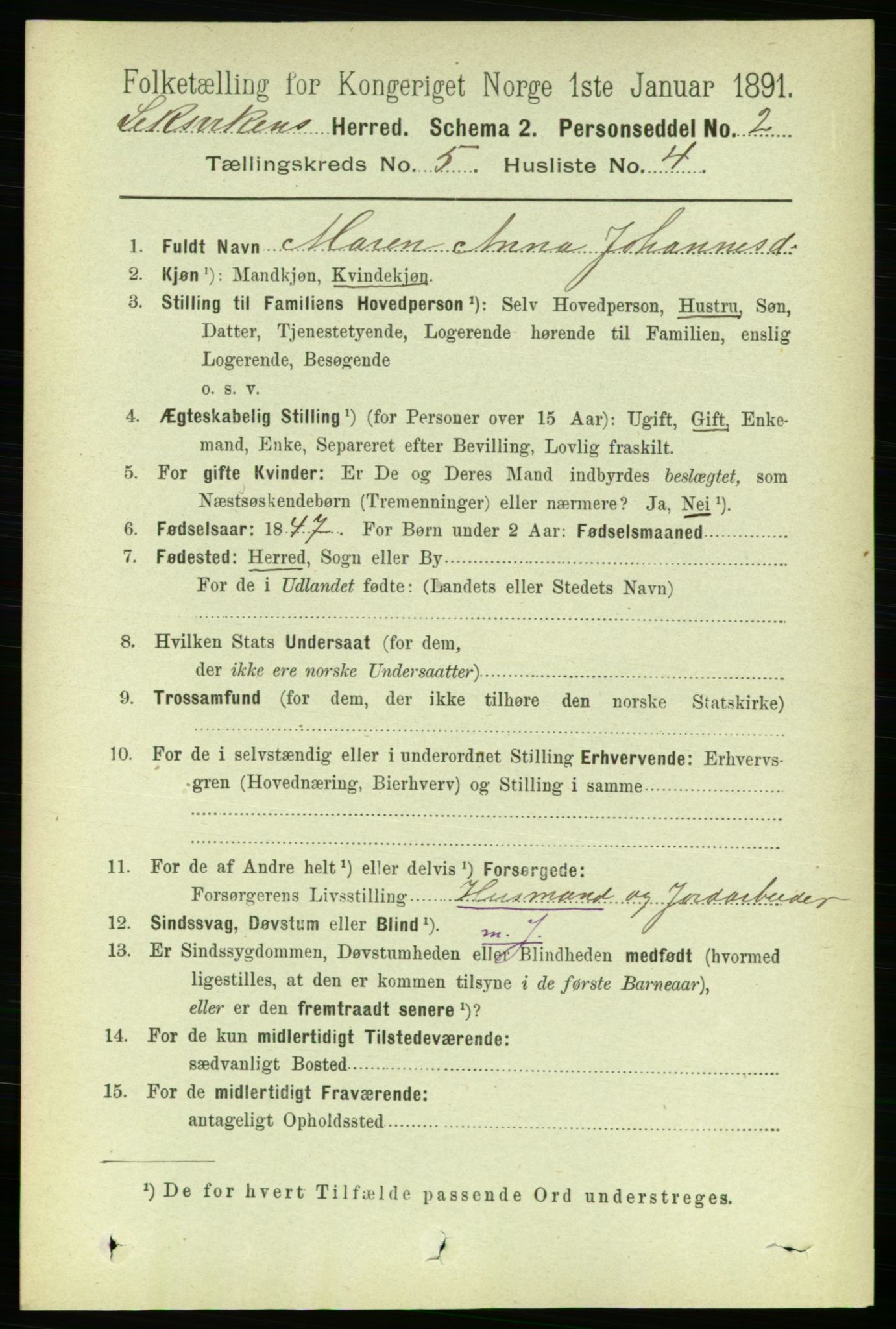 RA, 1891 census for 1718 Leksvik, 1891, p. 2562