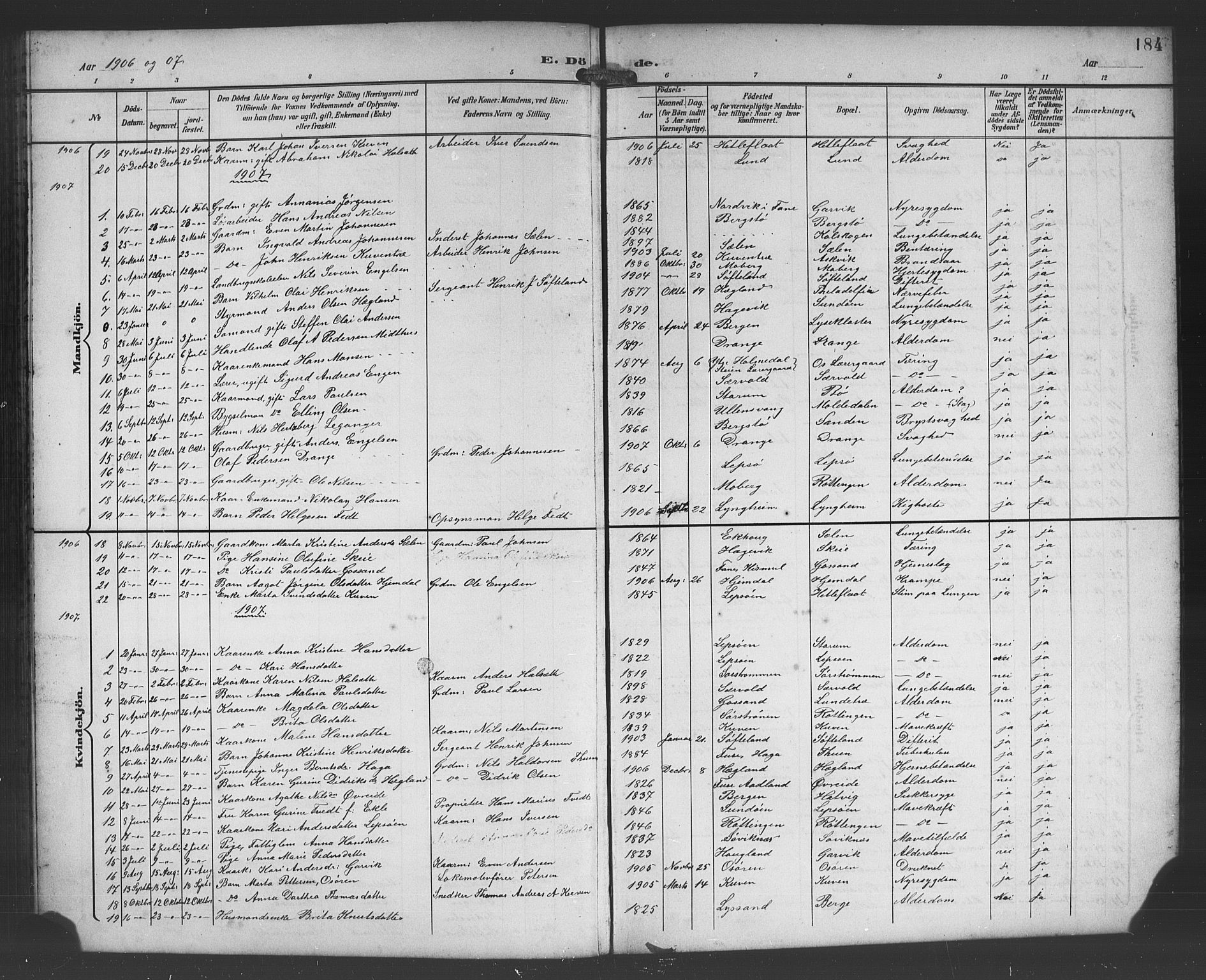 Os sokneprestembete, AV/SAB-A-99929: Parish register (copy) no. A 3, 1897-1913, p. 184