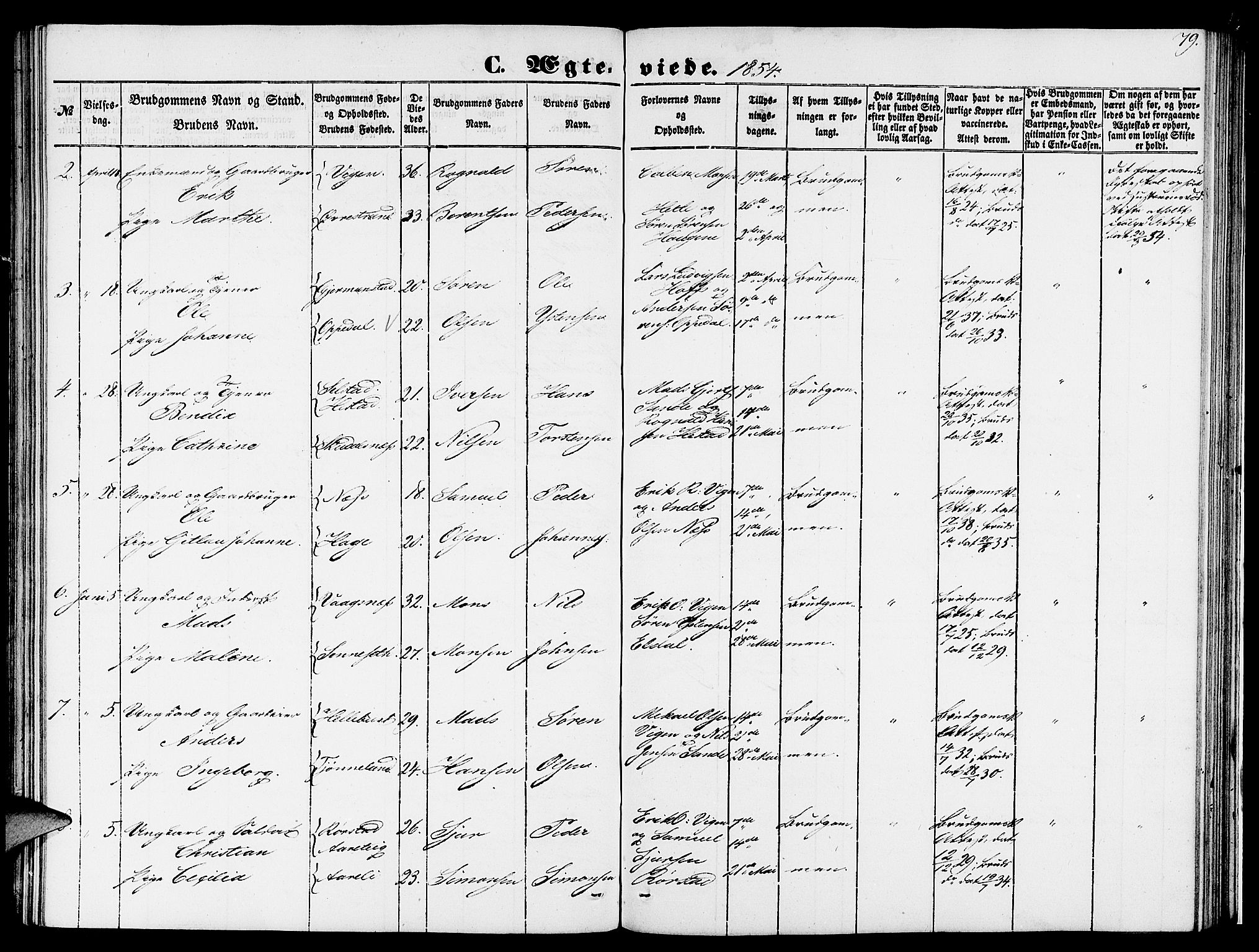 Gaular sokneprestembete, SAB/A-80001/H/Hab: Parish register (copy) no. C 1, 1853-1877, p. 79