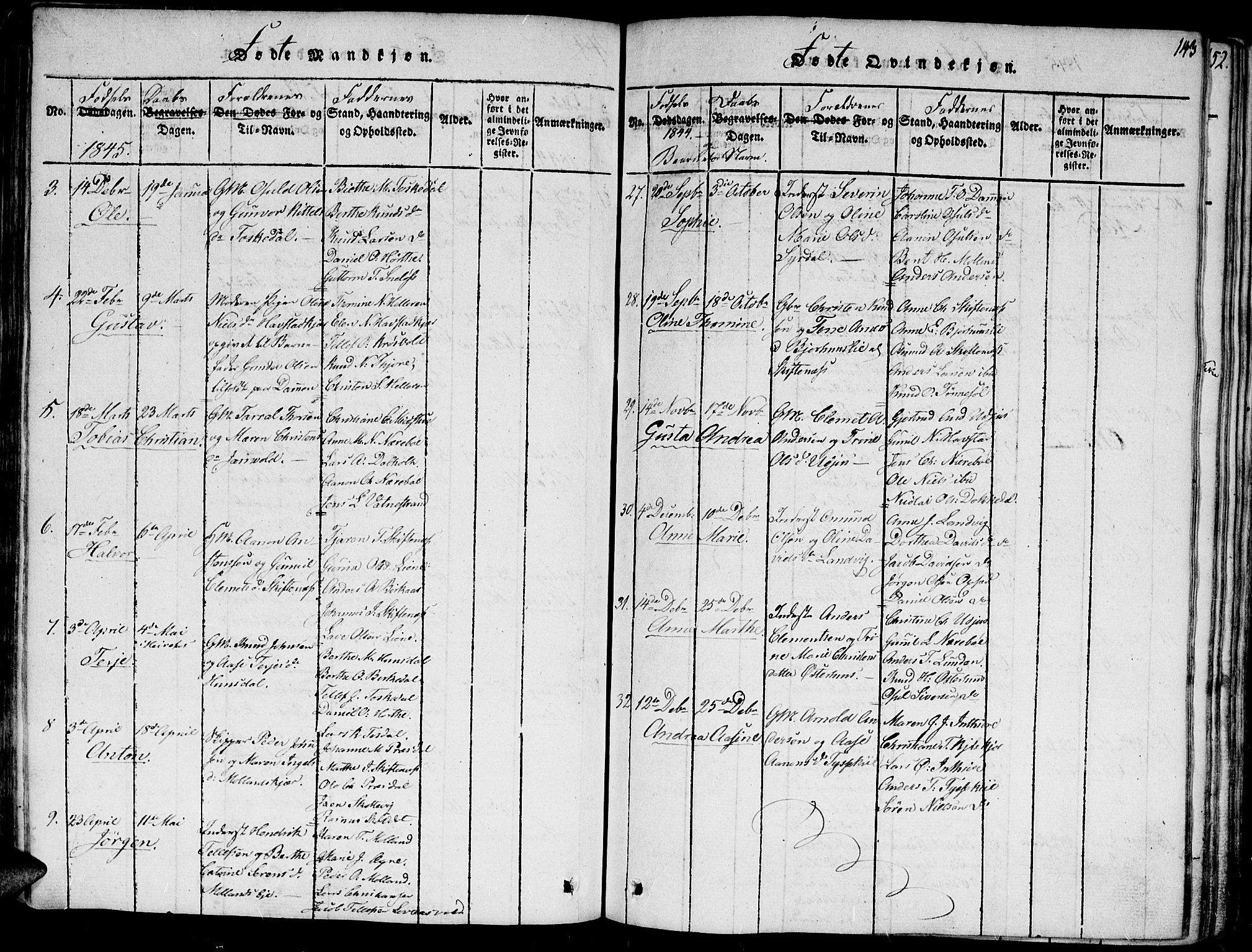 Hommedal sokneprestkontor, AV/SAK-1111-0023/F/Fa/Fab/L0003: Parish register (official) no. A 3, 1815-1848, p. 143