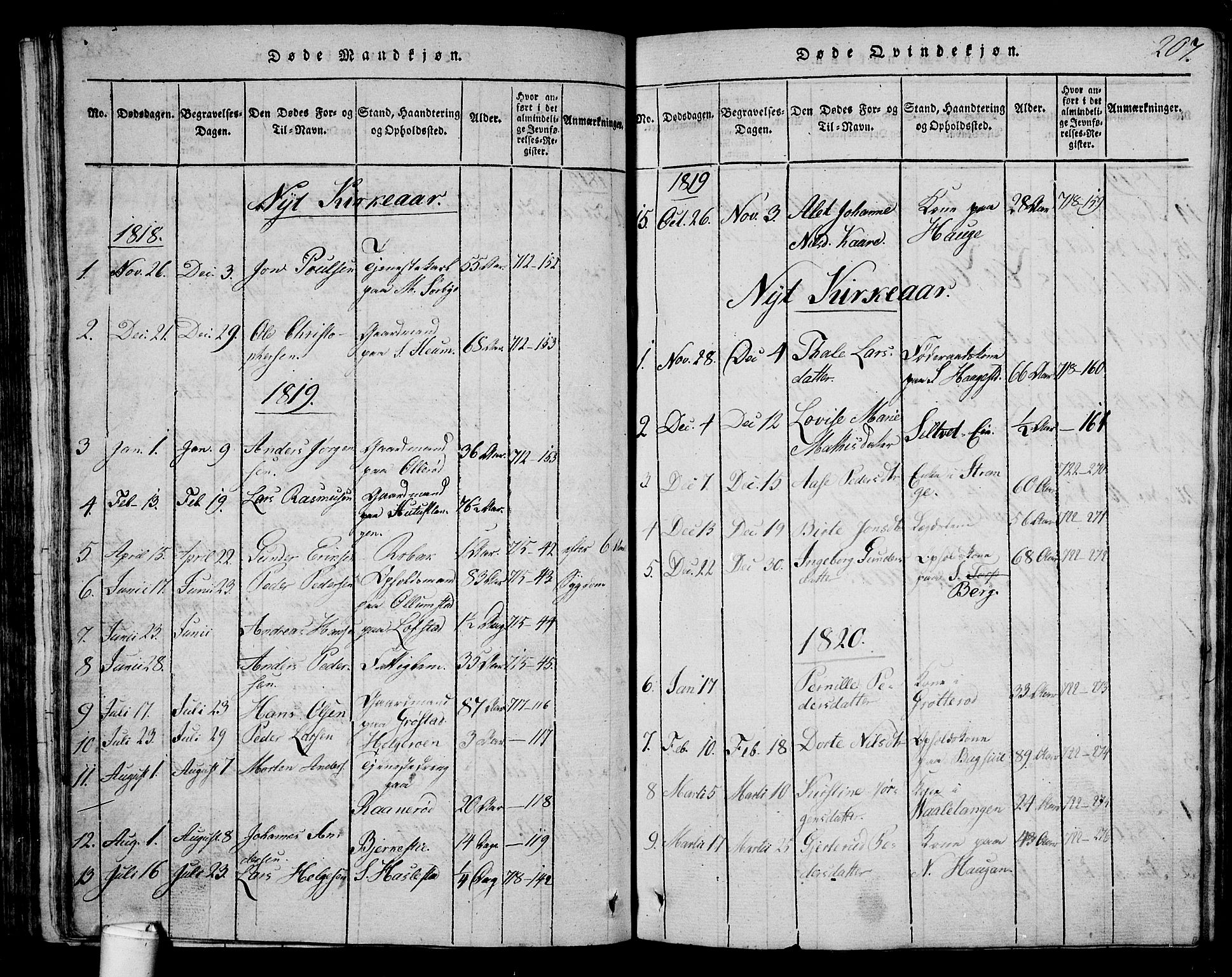 Våle kirkebøker, AV/SAKO-A-334/G/Ga/L0001: Parish register (copy) no. I 1, 1814-1824, p. 206-207