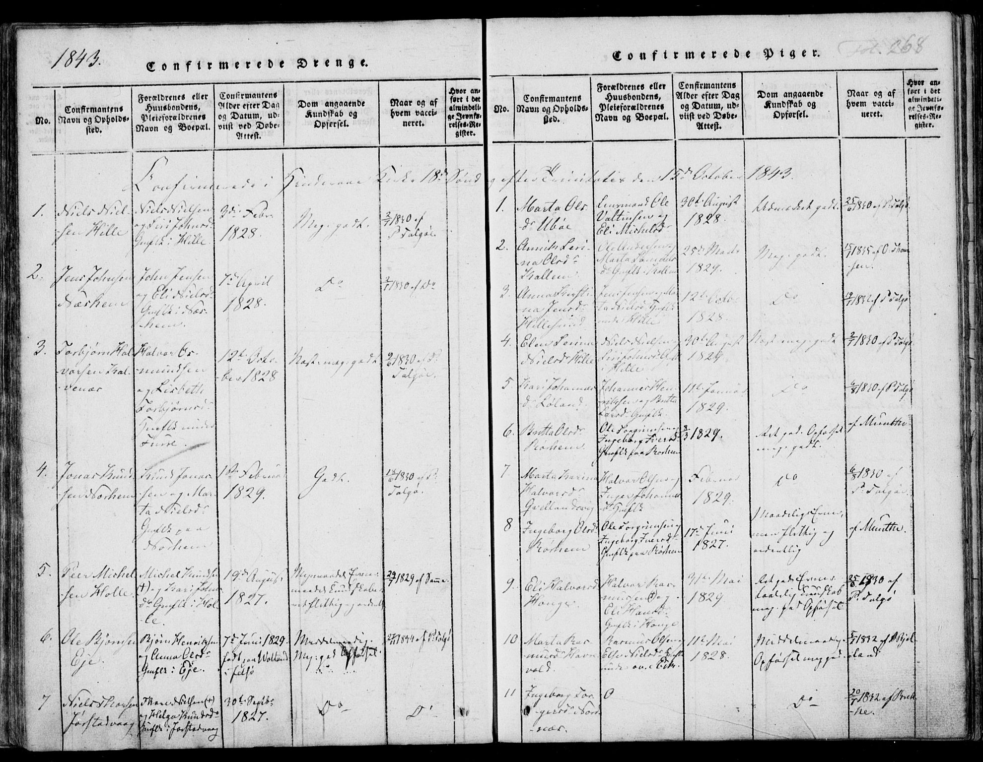 Nedstrand sokneprestkontor, AV/SAST-A-101841/01/IV: Parish register (official) no. A 7, 1816-1870, p. 268