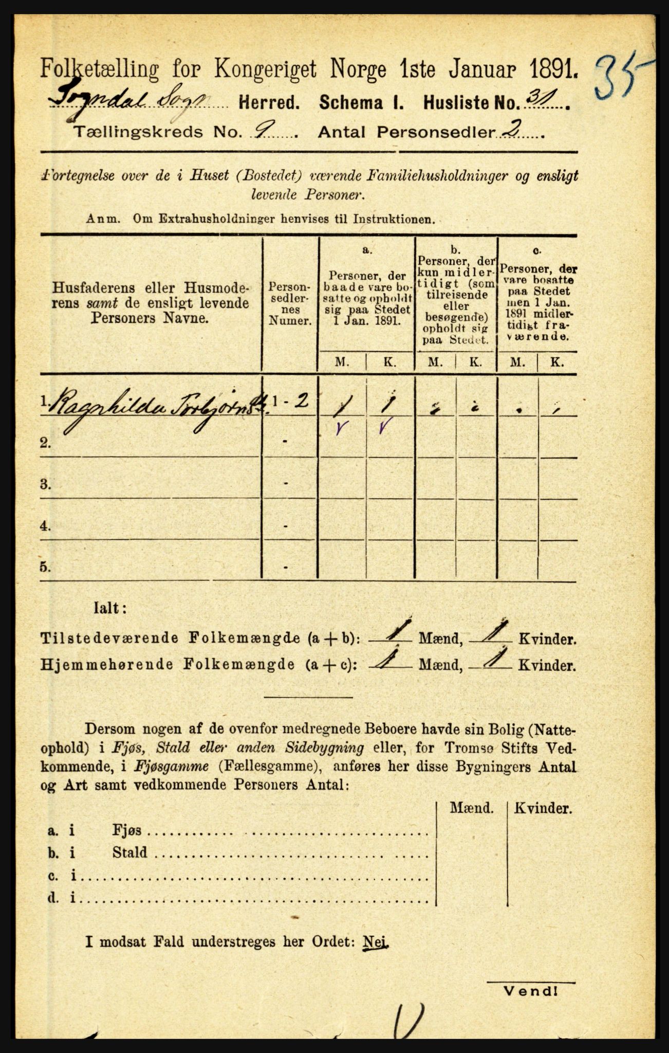 RA, 1891 census for 1420 Sogndal, 1891, p. 3677