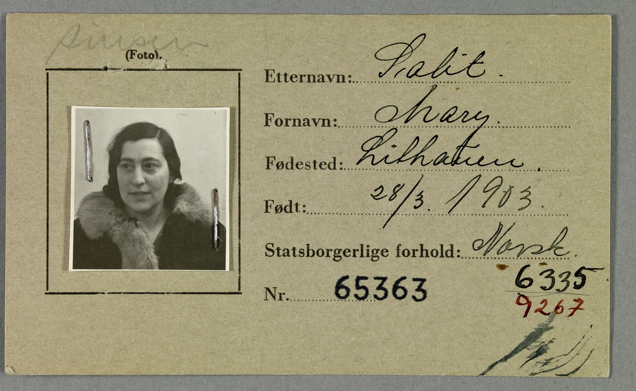 Sosialdepartementet, Våre Falne, RA/S-1708/E/Ee/L0021A: Fotografier av jøder på legitimasjonskort (1941-42), 1941-1942, p. 291