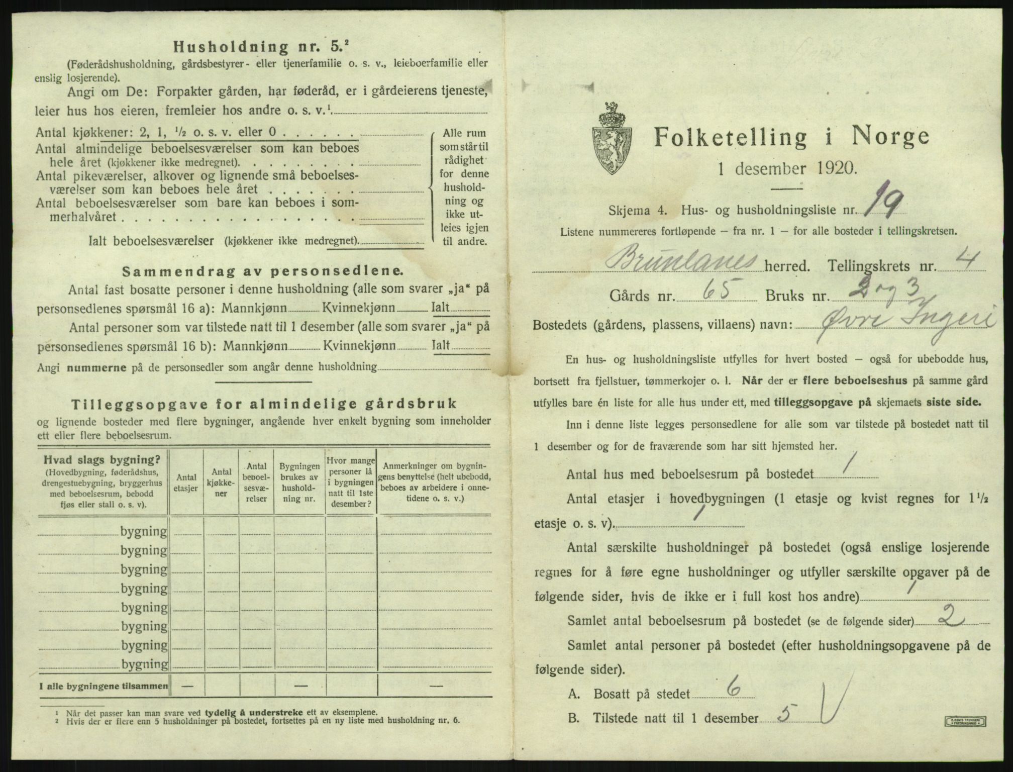 SAKO, 1920 census for Brunlanes, 1920, p. 757
