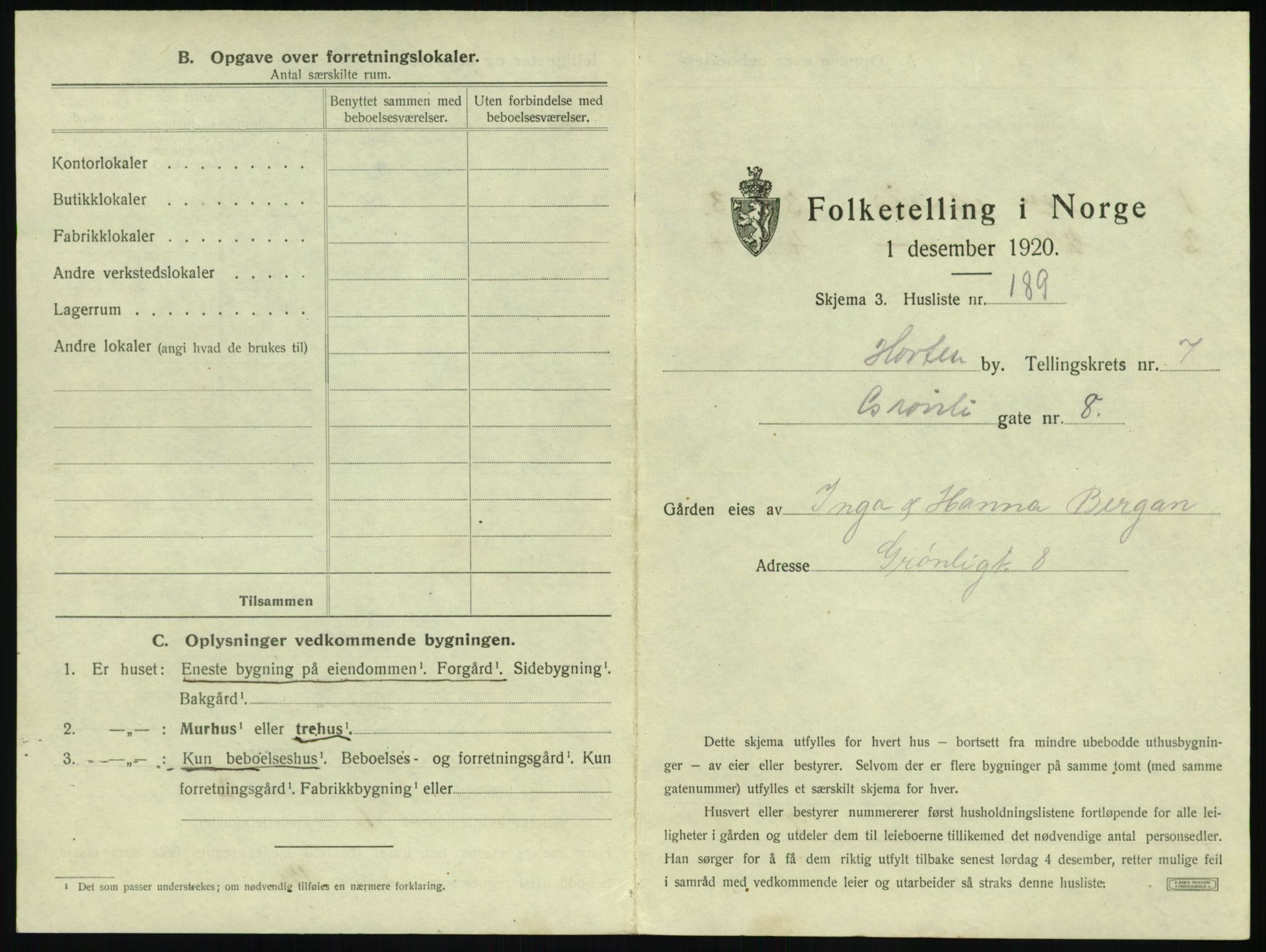 SAKO, 1920 census for Horten, 1920, p. 2775