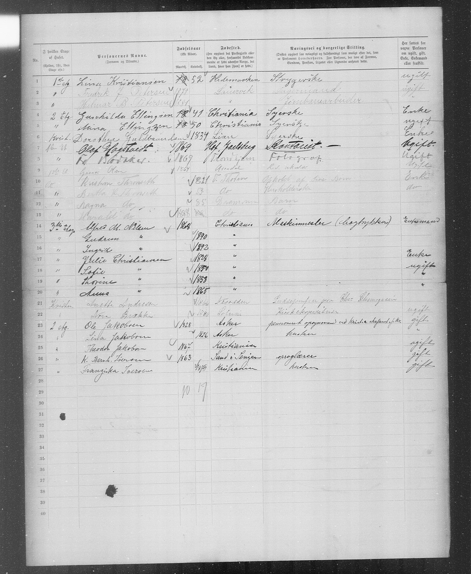 OBA, Municipal Census 1899 for Kristiania, 1899, p. 3382