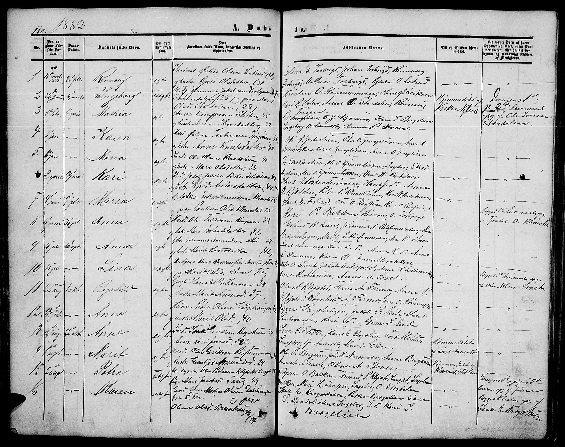 Nord-Fron prestekontor, SAH/PREST-080/H/Ha/Hab/L0003: Parish register (copy) no. 3, 1851-1886, p. 110