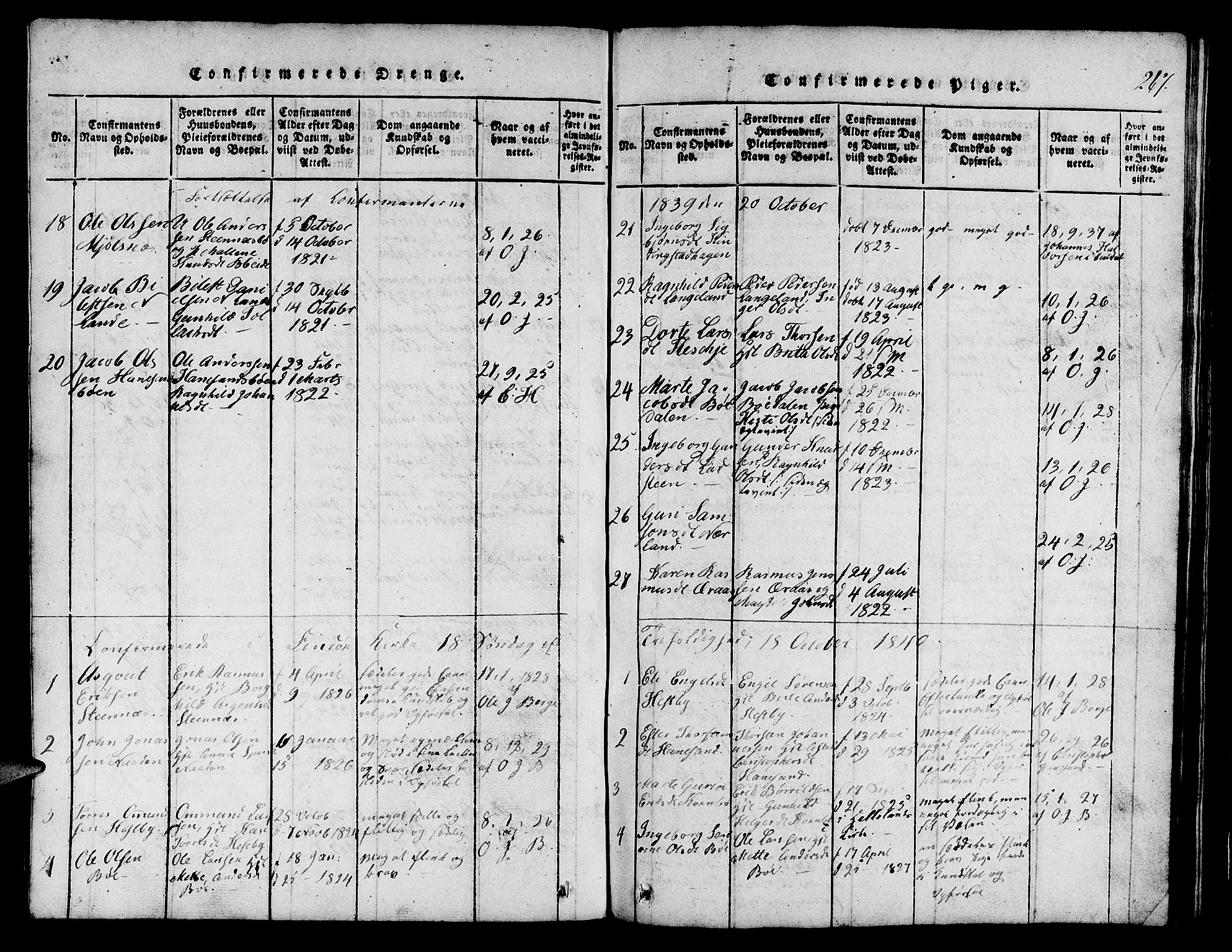 Finnøy sokneprestkontor, SAST/A-101825/H/Ha/Hab/L0001: Parish register (copy) no. B 1, 1816-1856, p. 267