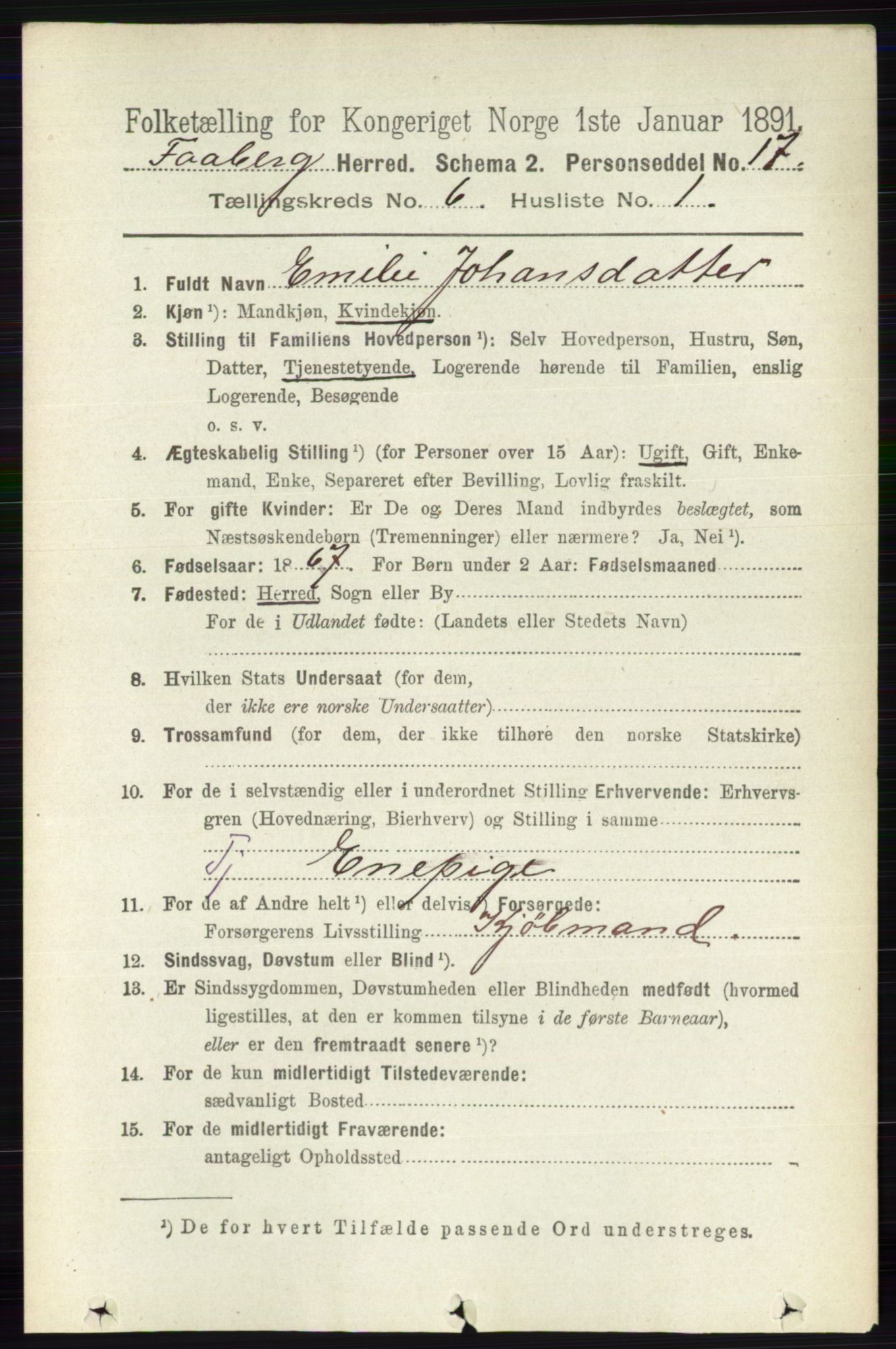 RA, 1891 census for 0524 Fåberg, 1891, p. 2235