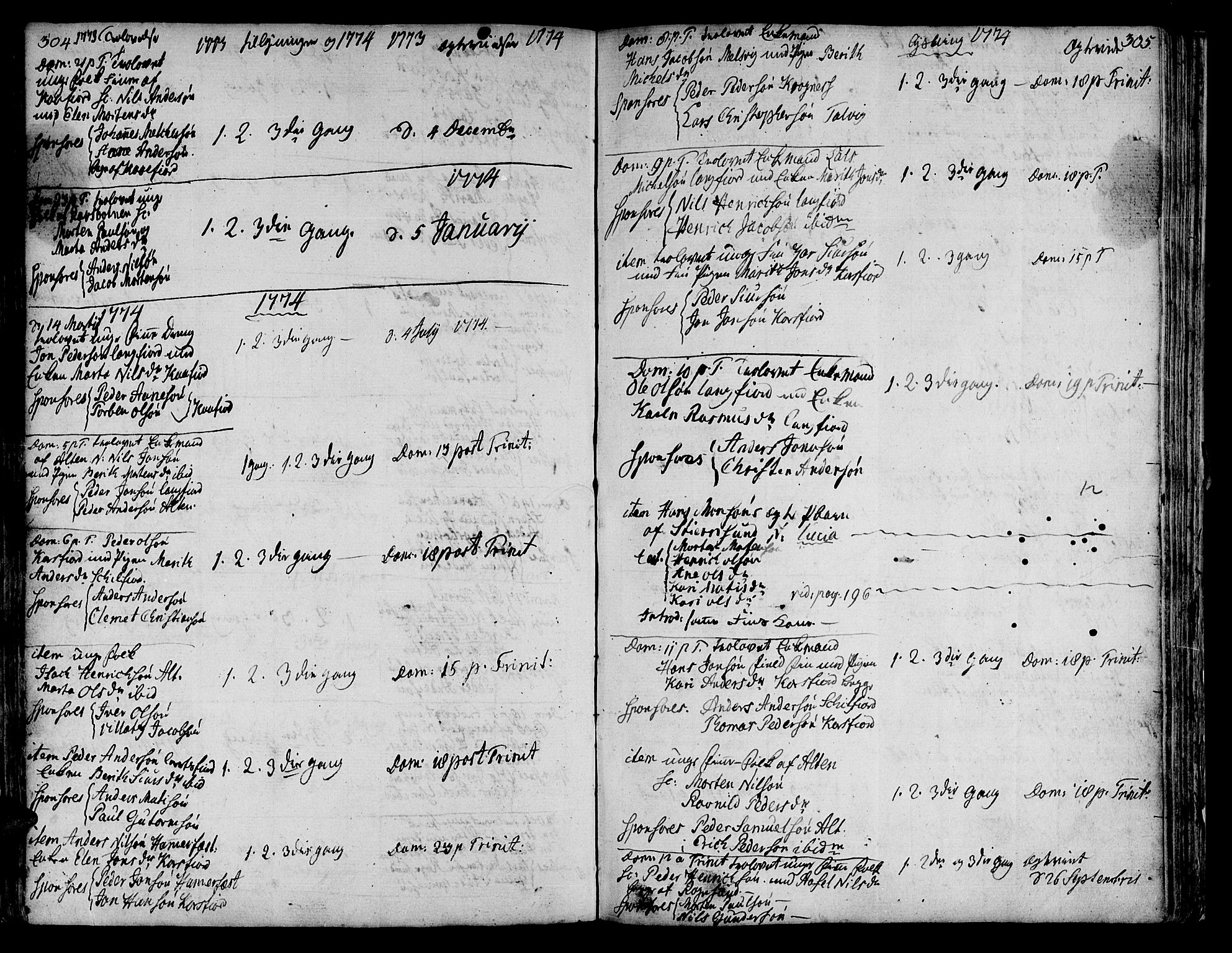 Talvik sokneprestkontor, SATØ/S-1337/H/Ha/L0005kirke: Parish register (official) no. 5, 1772-1798, p. 304-305
