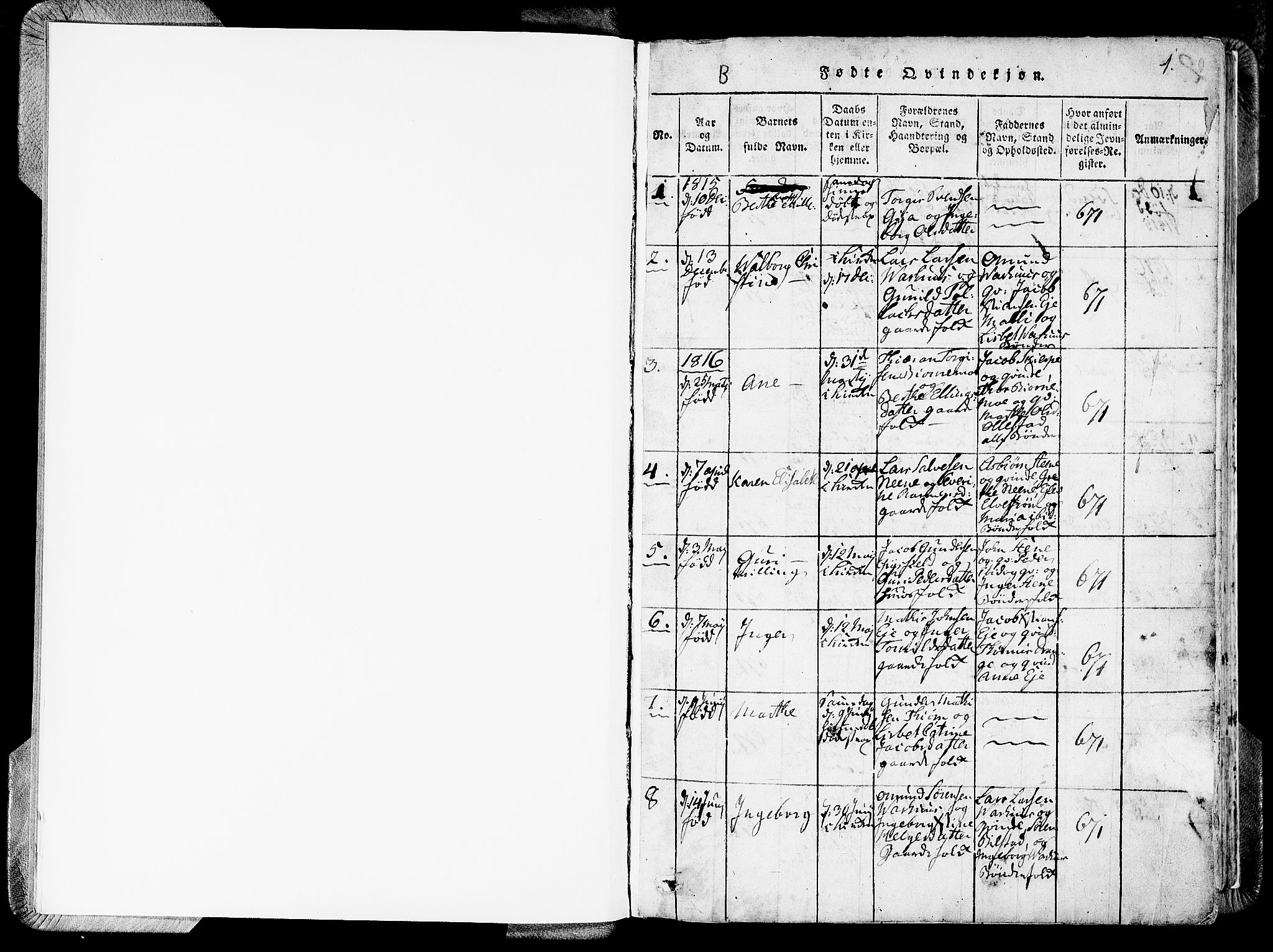 Lund sokneprestkontor, SAST/A-101809/S06/L0006: Parish register (official) no. A 6, 1816-1839, p. 1