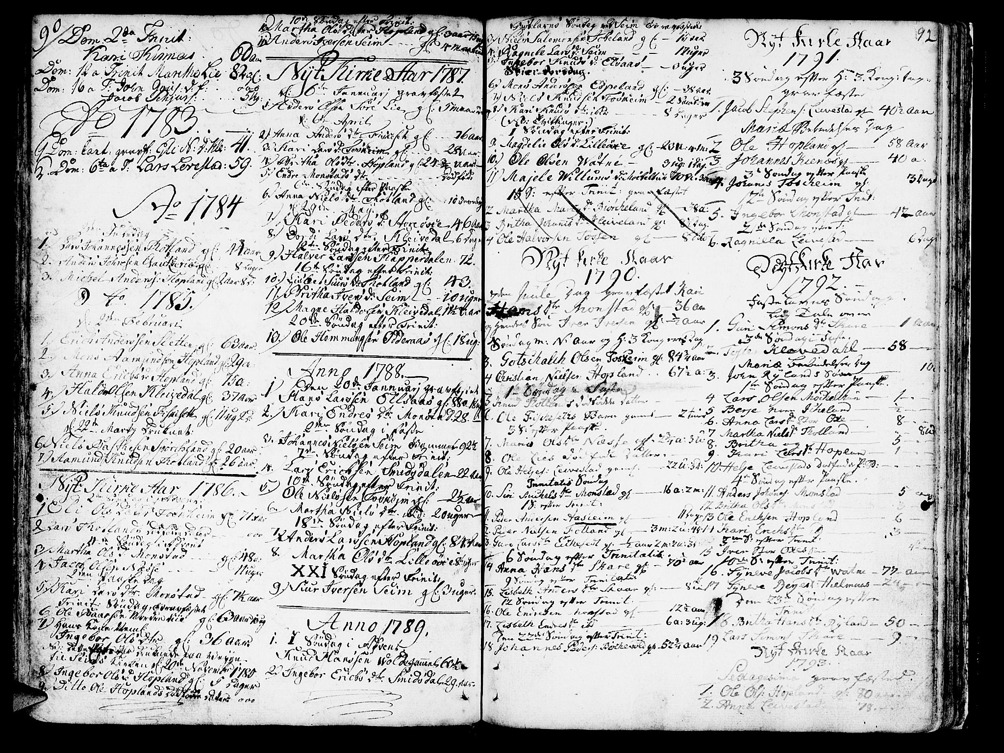 Hosanger sokneprestembete, AV/SAB-A-75801/H/Haa: Parish register (official) no. A 2 /2, 1767-1793, p. 92