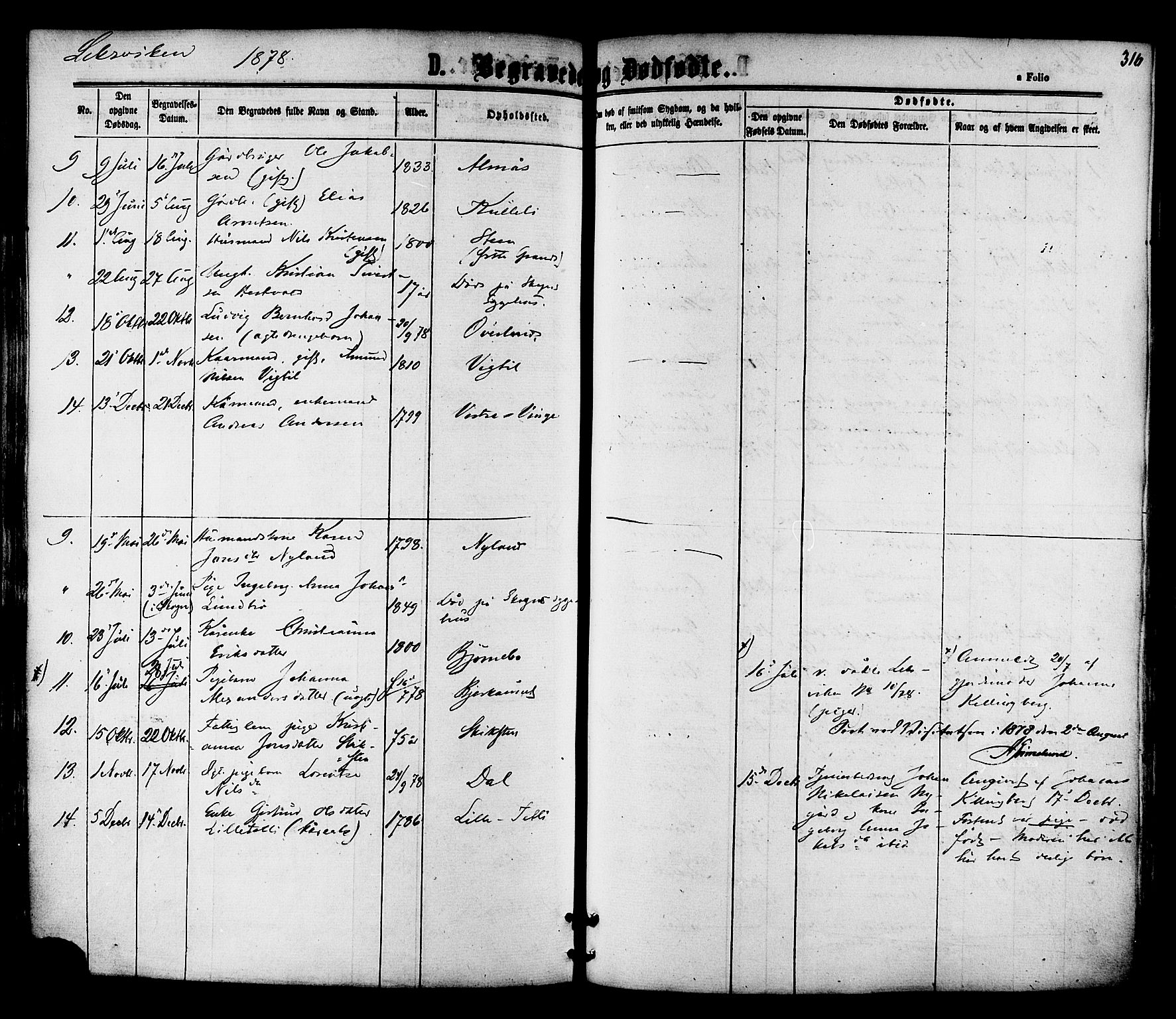 Ministerialprotokoller, klokkerbøker og fødselsregistre - Nord-Trøndelag, AV/SAT-A-1458/701/L0009: Parish register (official) no. 701A09 /1, 1864-1882, p. 316