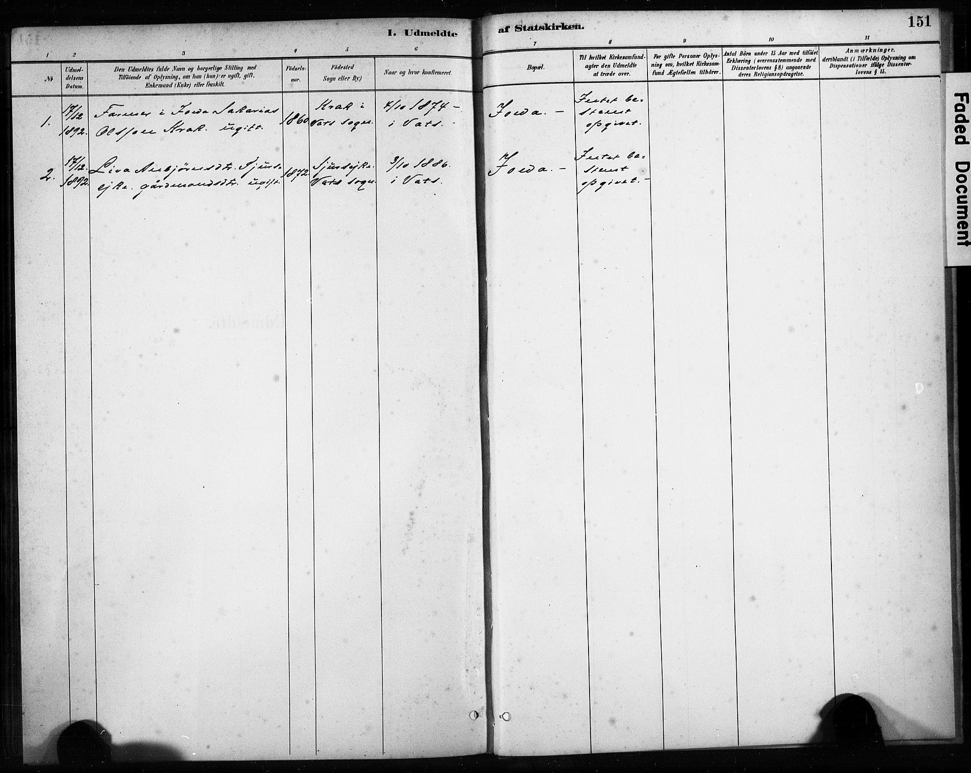 Skjold sokneprestkontor, AV/SAST-A-101847/H/Ha/Haa/L0009: Parish register (official) no. A 9, 1882-1898, p. 151