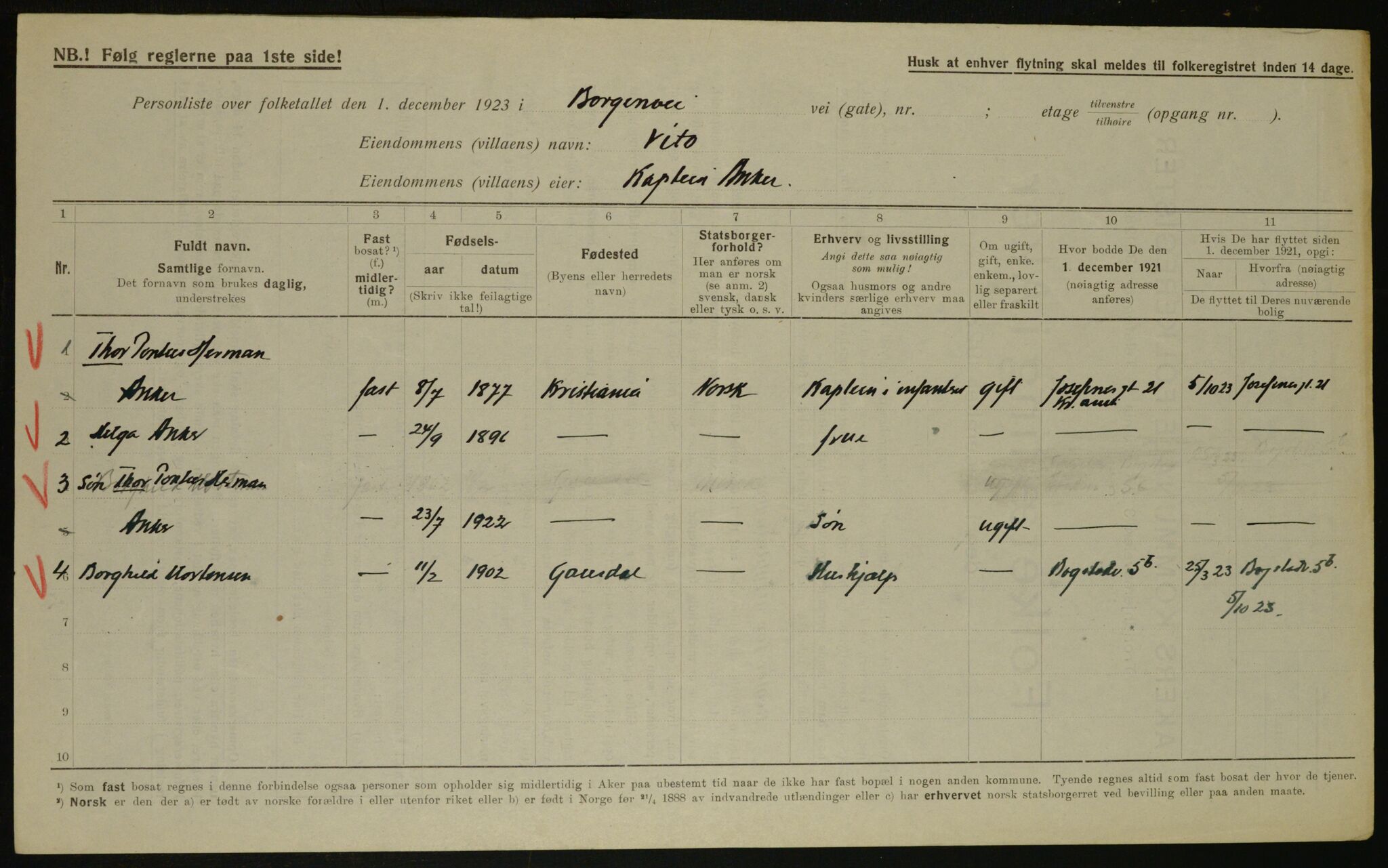 , Municipal Census 1923 for Aker, 1923, p. 8565