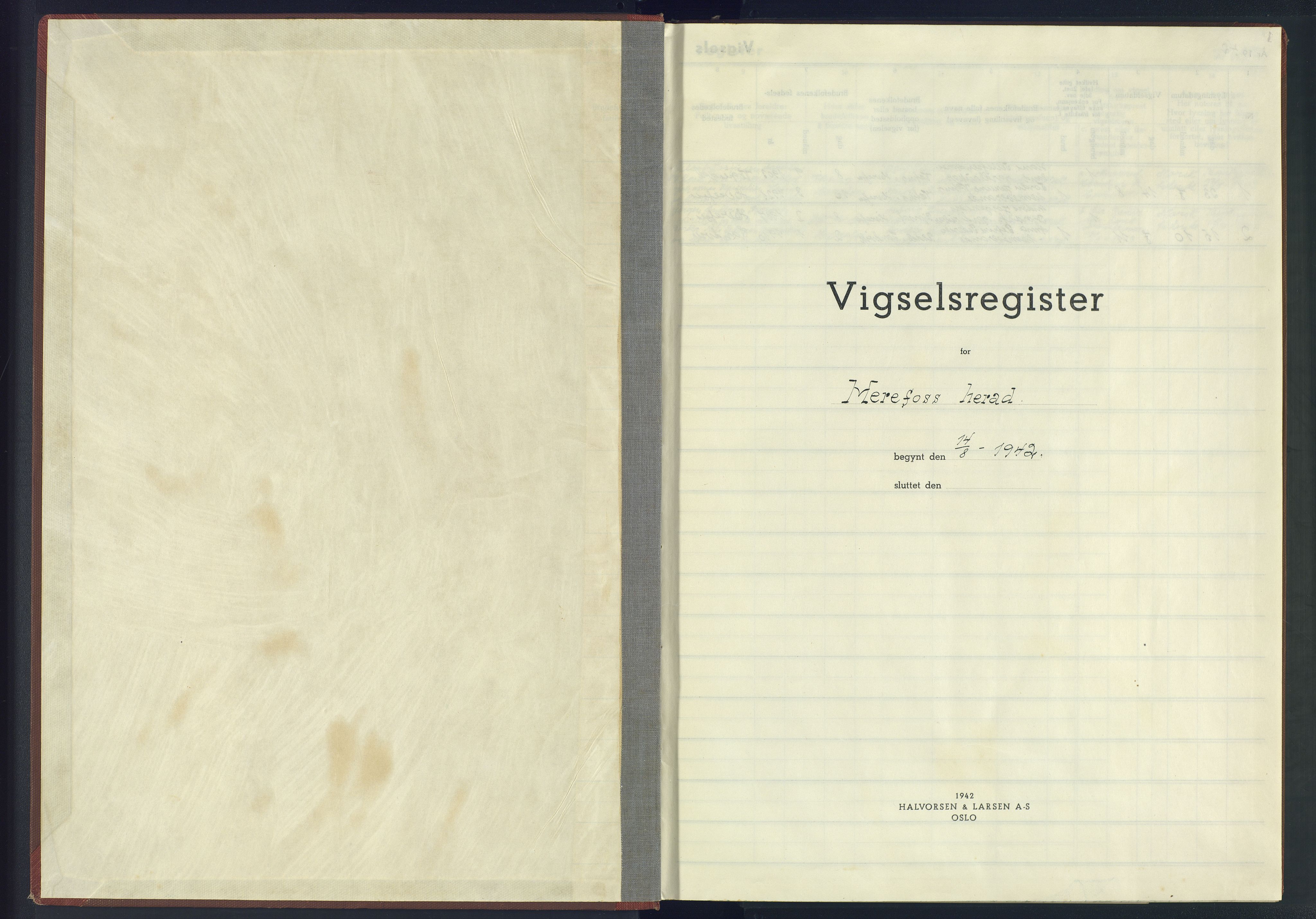 Herefoss sokneprestkontor, AV/SAK-1111-0019/J/Jb/L0004: Marriage register no. II.6.4, 1942-1945