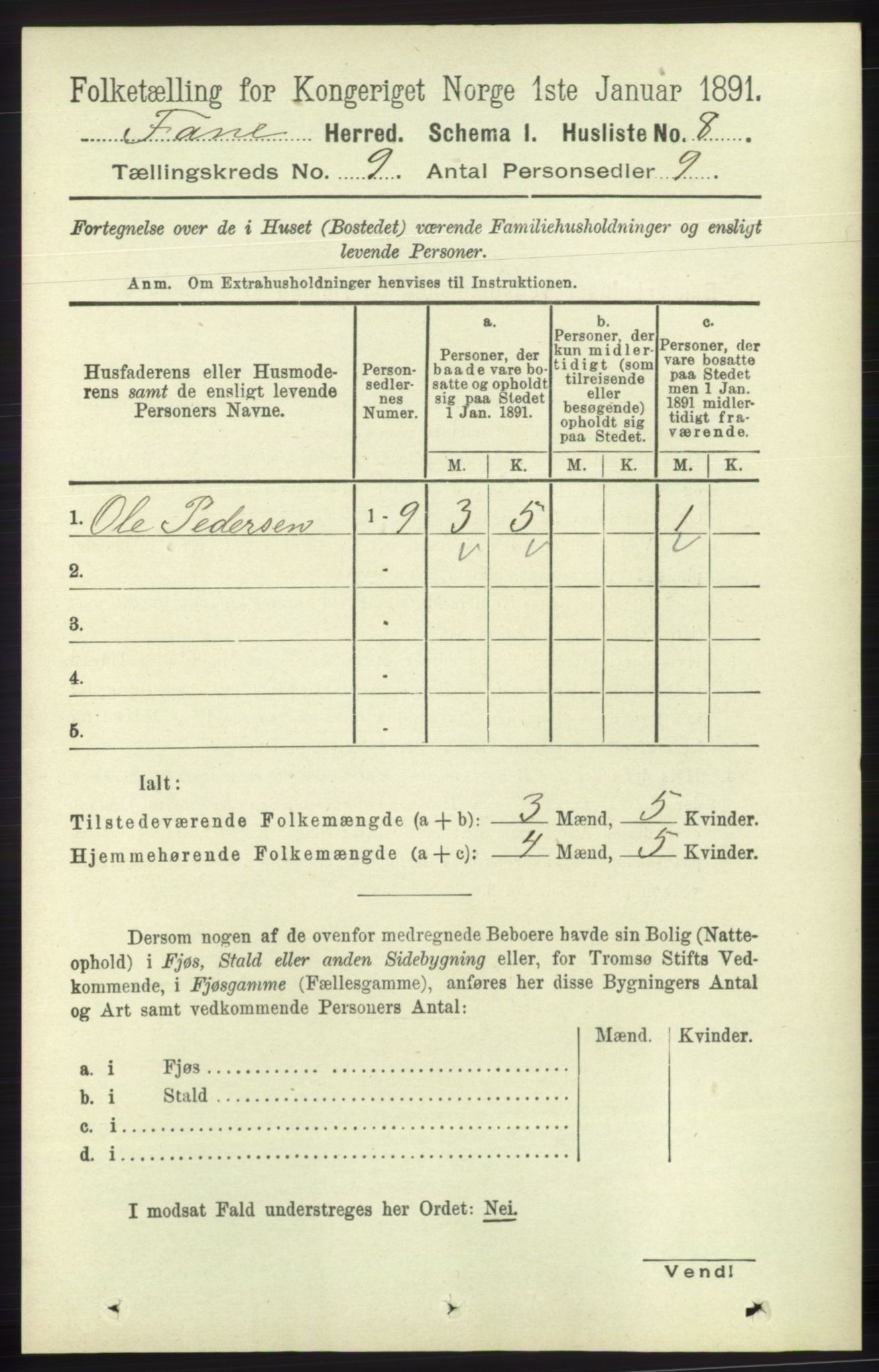 RA, 1891 census for 1249 Fana, 1891, p. 4760