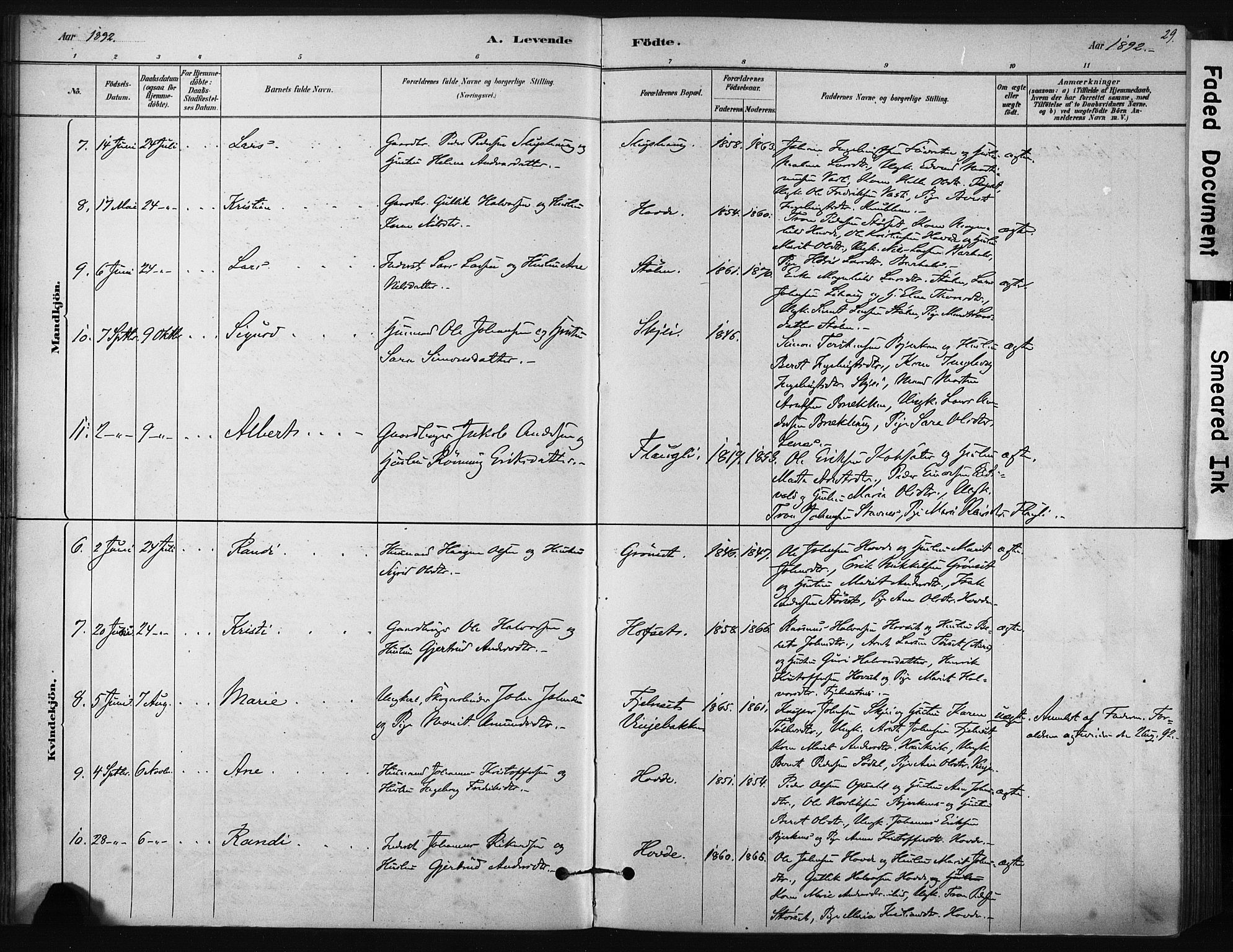 Ministerialprotokoller, klokkerbøker og fødselsregistre - Sør-Trøndelag, AV/SAT-A-1456/631/L0512: Parish register (official) no. 631A01, 1879-1912, p. 29