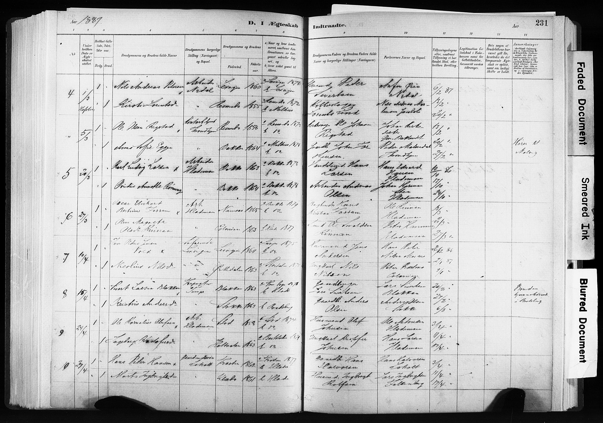 Ministerialprotokoller, klokkerbøker og fødselsregistre - Sør-Trøndelag, SAT/A-1456/606/L0300: Parish register (official) no. 606A15, 1886-1893, p. 231