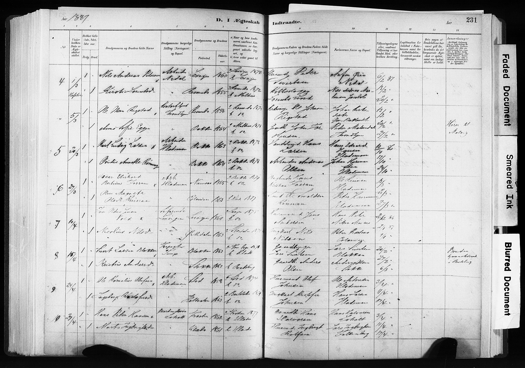 Ministerialprotokoller, klokkerbøker og fødselsregistre - Sør-Trøndelag, AV/SAT-A-1456/606/L0300: Parish register (official) no. 606A15, 1886-1893, p. 231