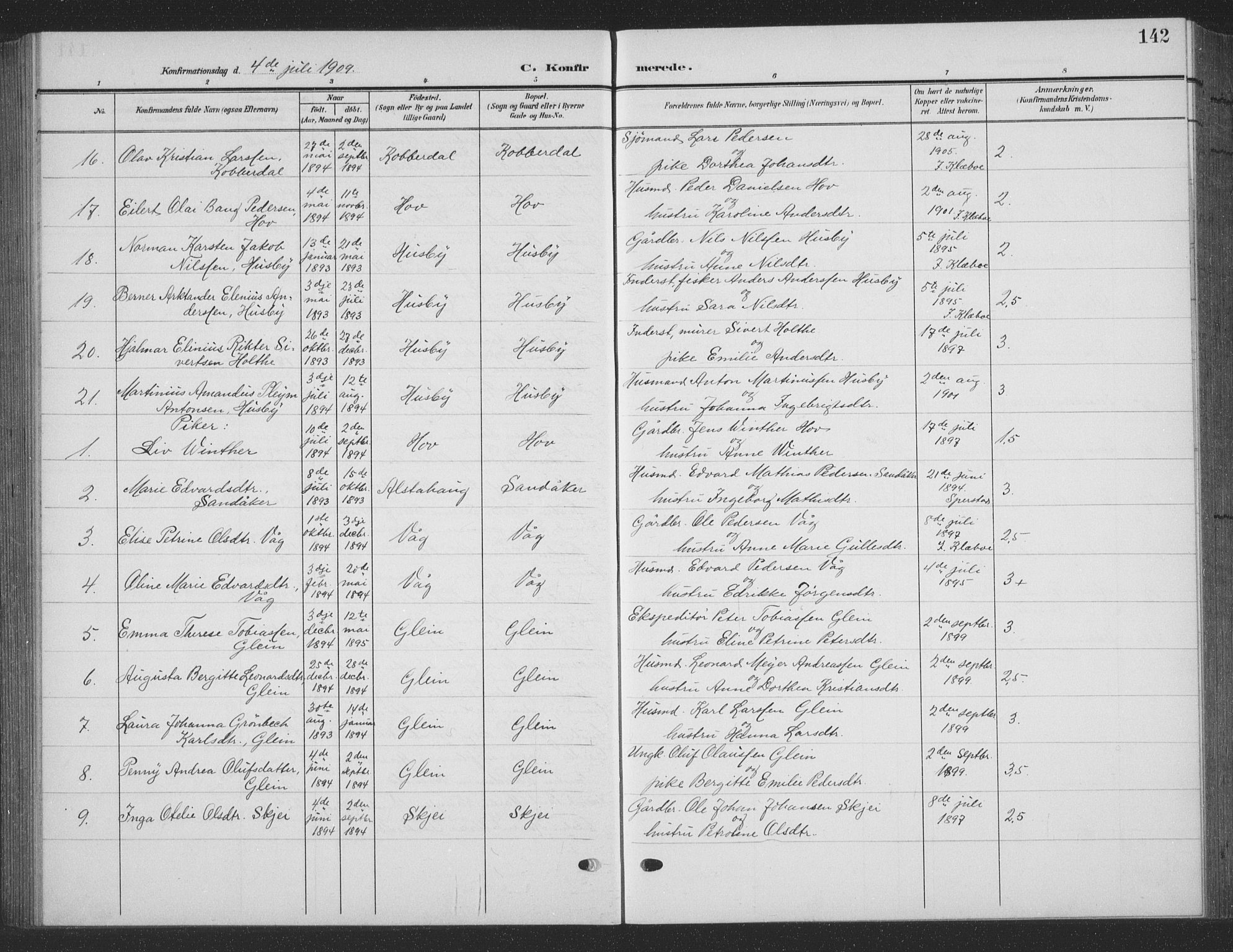 Ministerialprotokoller, klokkerbøker og fødselsregistre - Nordland, AV/SAT-A-1459/835/L0533: Parish register (copy) no. 835C05, 1906-1939, p. 142