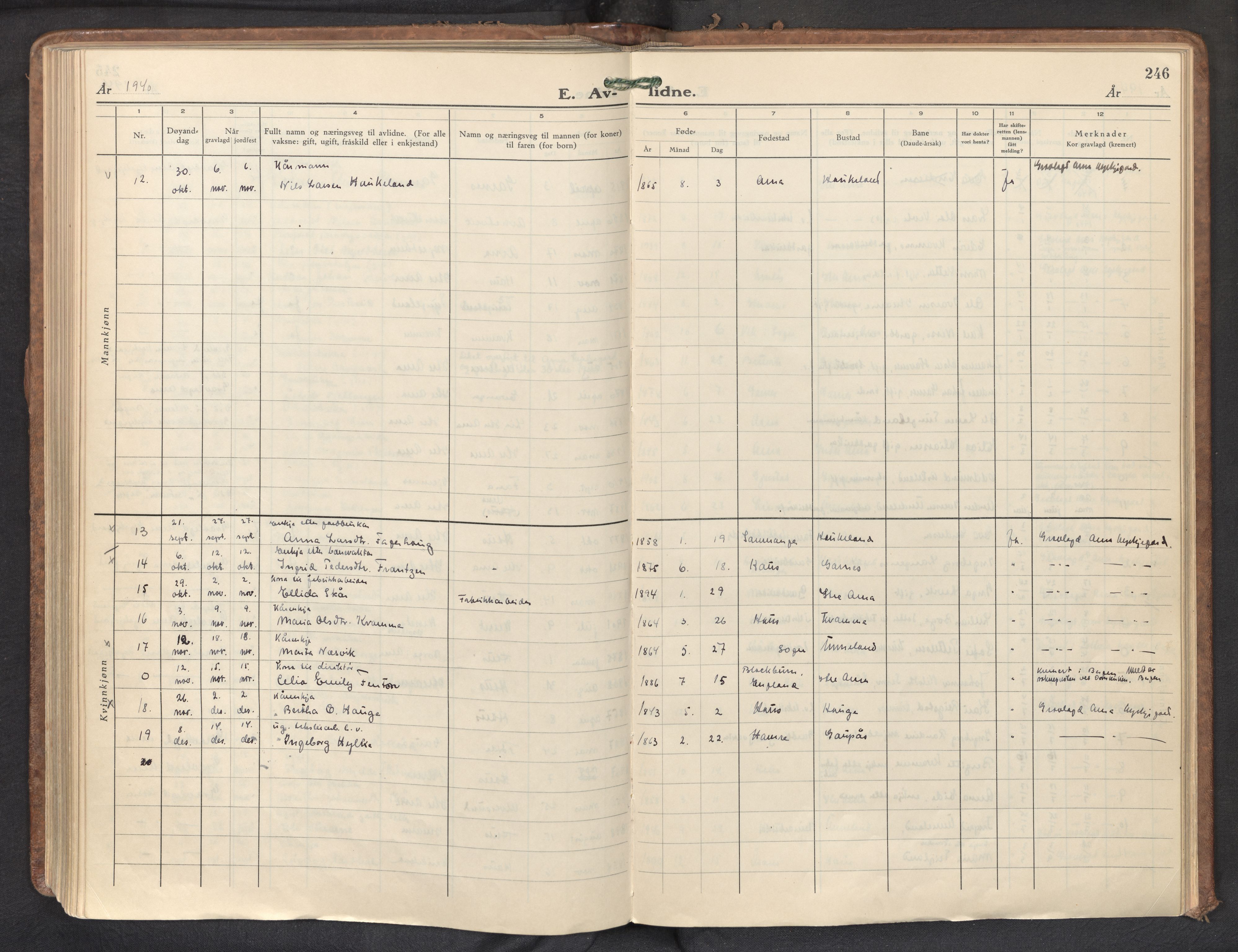 Haus sokneprestembete, AV/SAB-A-75601/H/Haa: Parish register (official) no. D 5, 1939-1950, p. 246