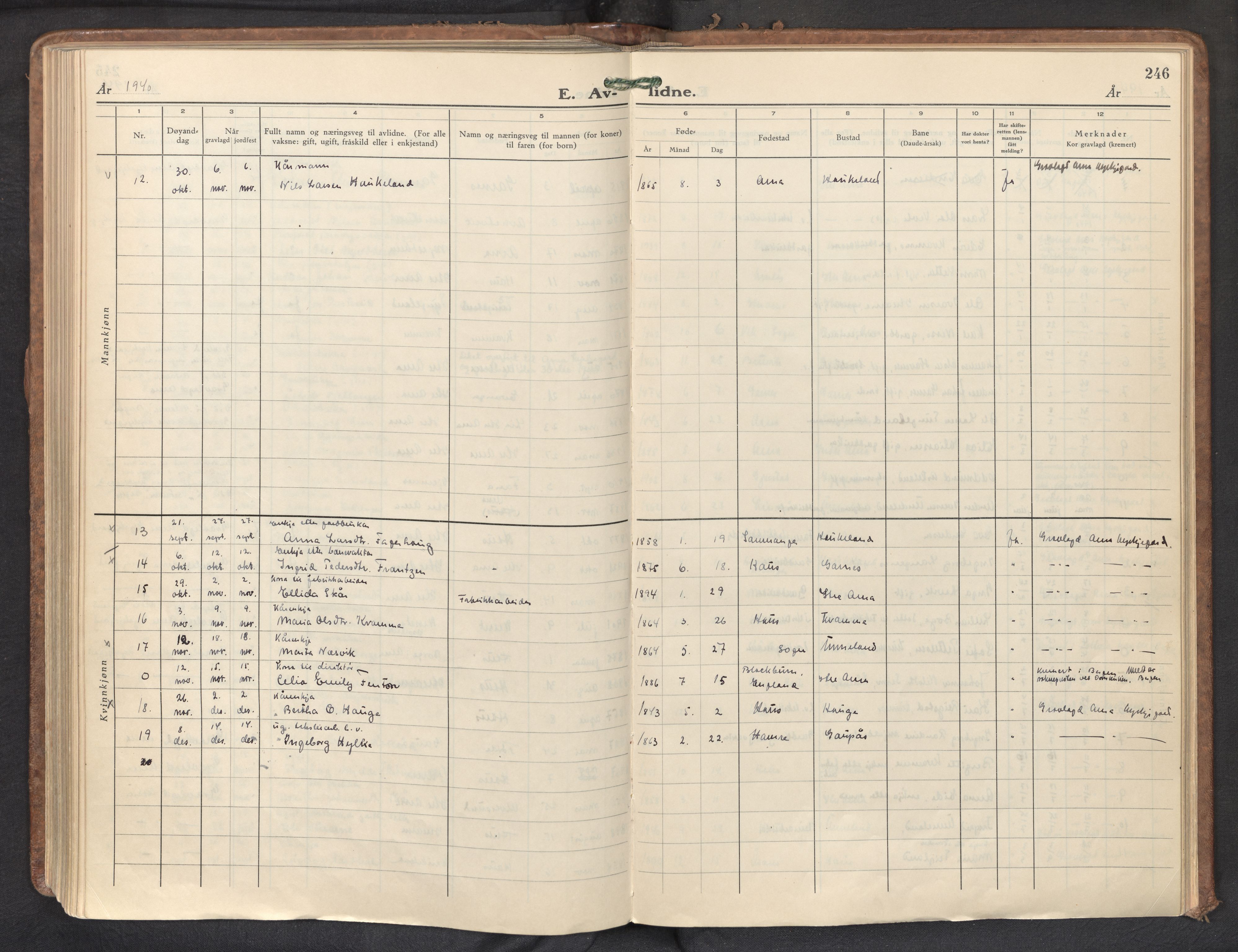 Haus sokneprestembete, AV/SAB-A-75601/H/Haa: Parish register (official) no. D 5, 1939-1950, p. 246