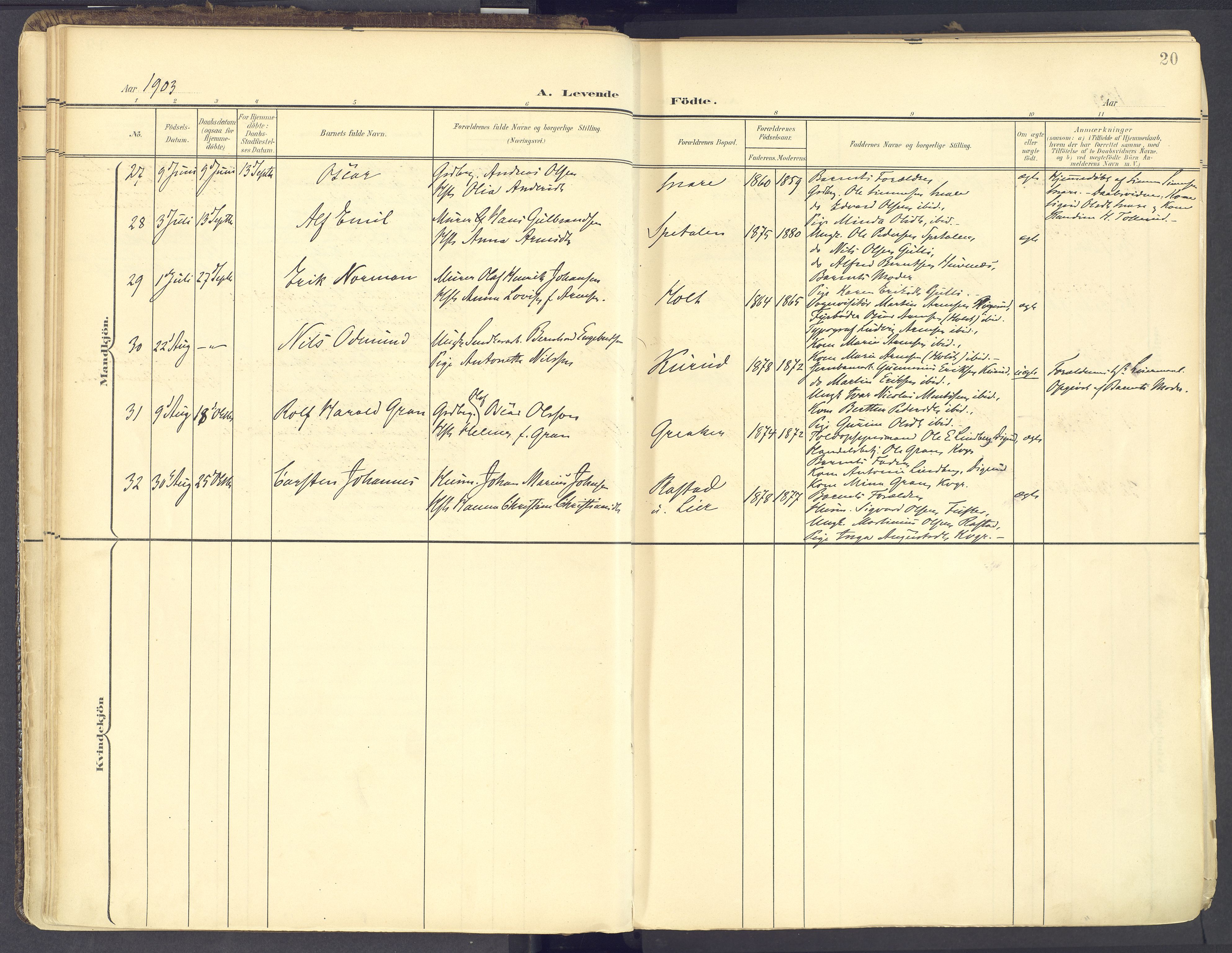 Vinger prestekontor, SAH/PREST-024/H/Ha/Haa/L0017: Parish register (official) no. 17, 1901-1927, p. 20