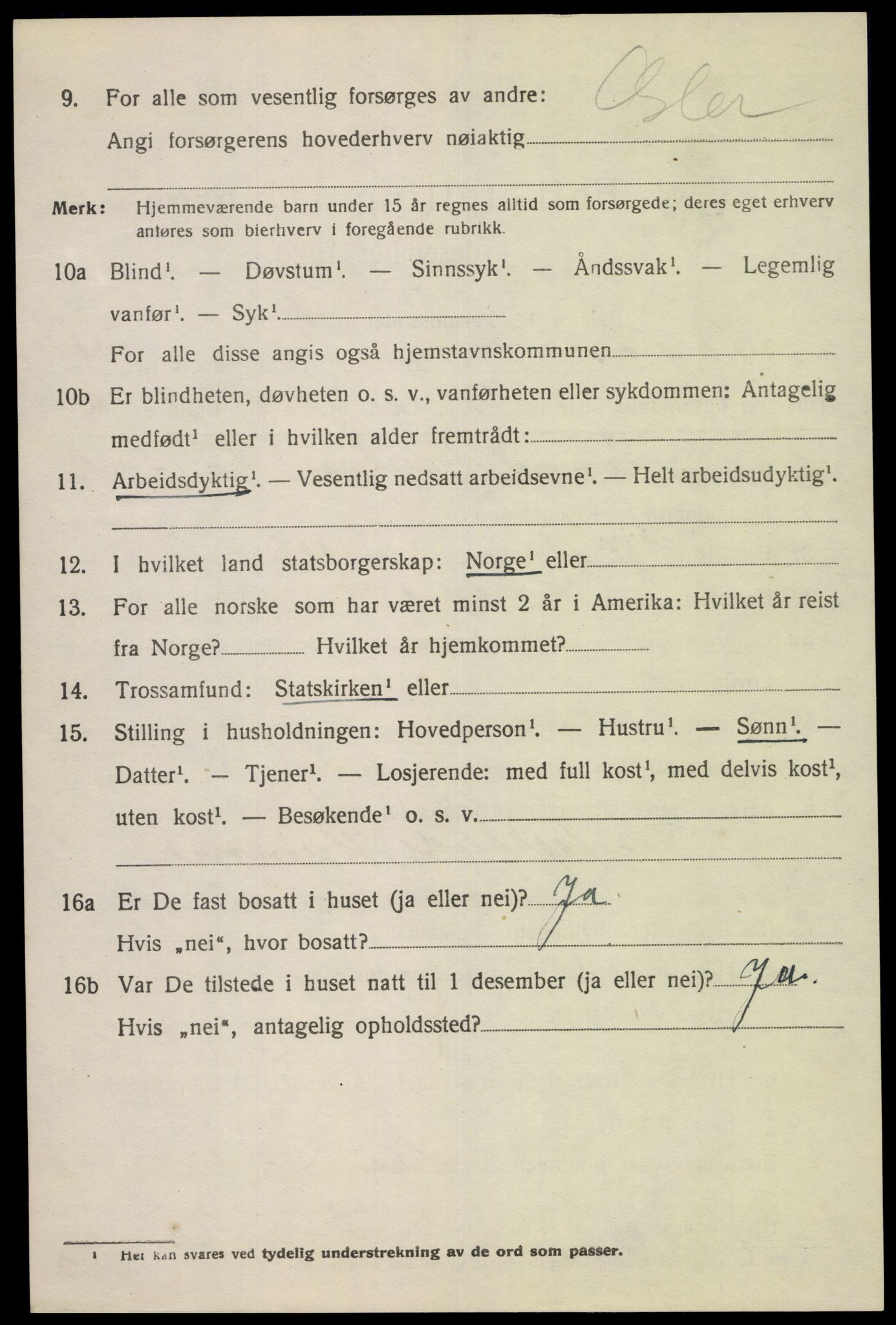 SAK, 1920 census for Kvås, 1920, p. 1283