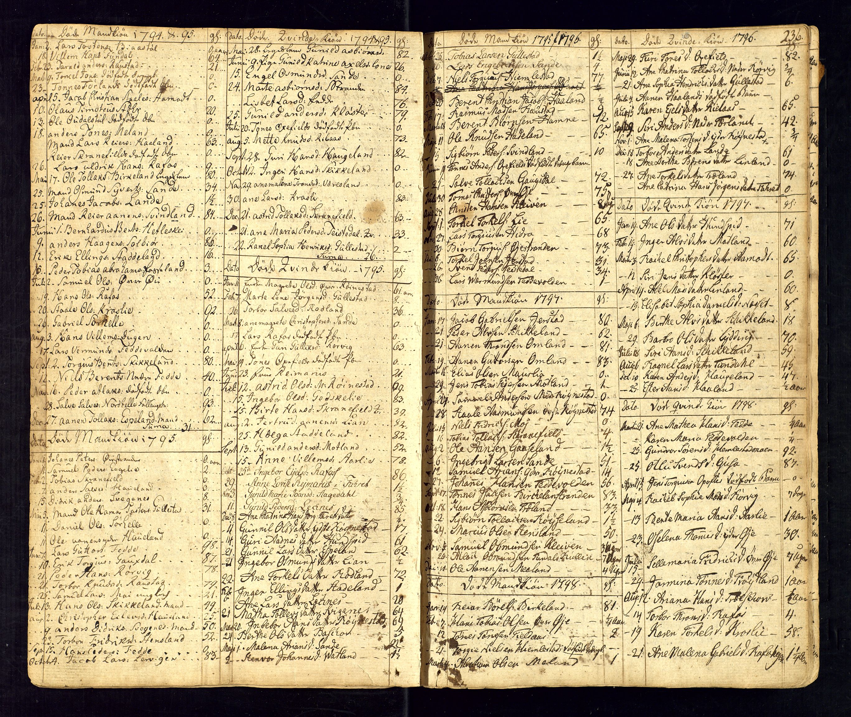 Kvinesdal sokneprestkontor, AV/SAK-1111-0026/F/Fa/Fab/L0002: Parish register (official) no. A 2, 1789-1815, p. 236