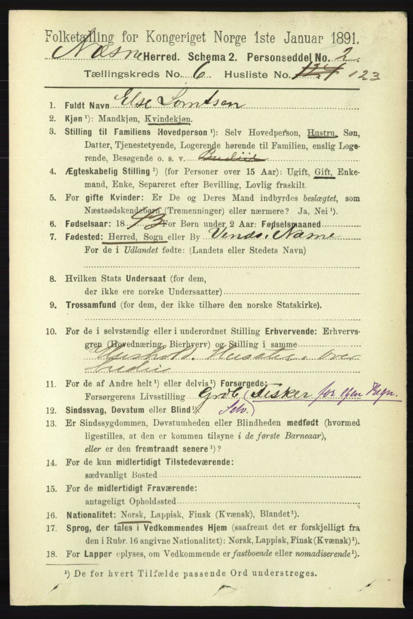 RA, 1891 census for 1828 Nesna, 1891, p. 4103