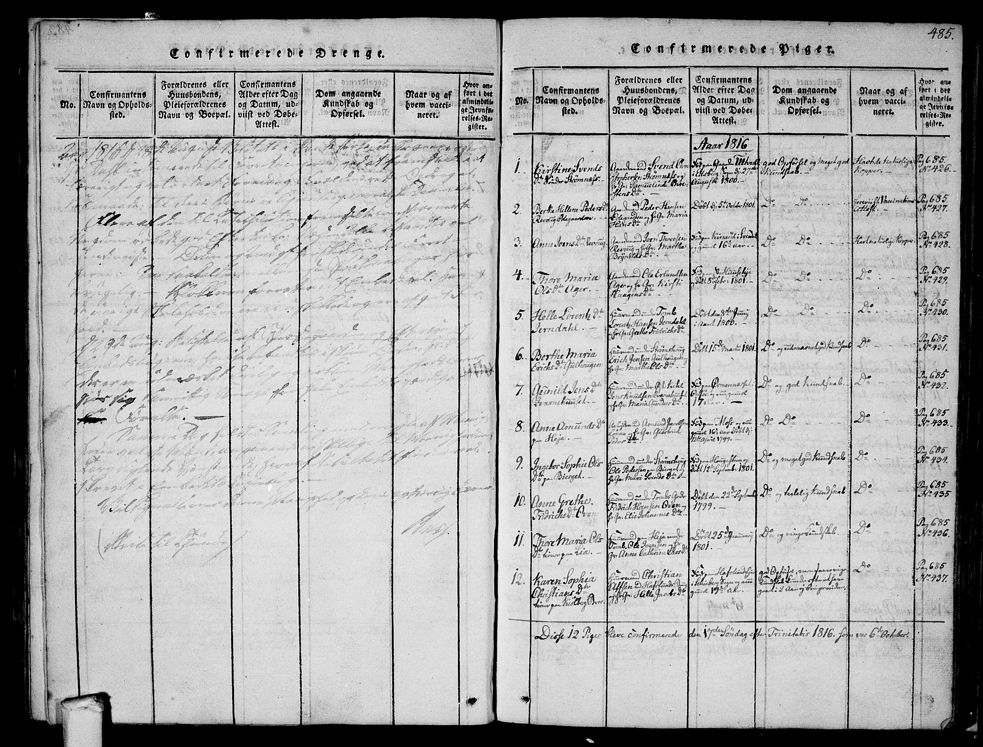 Råde prestekontor kirkebøker, AV/SAO-A-2009/F/Fa/L0004: Parish register (official) no. 4, 1814-1830, p. 484-485