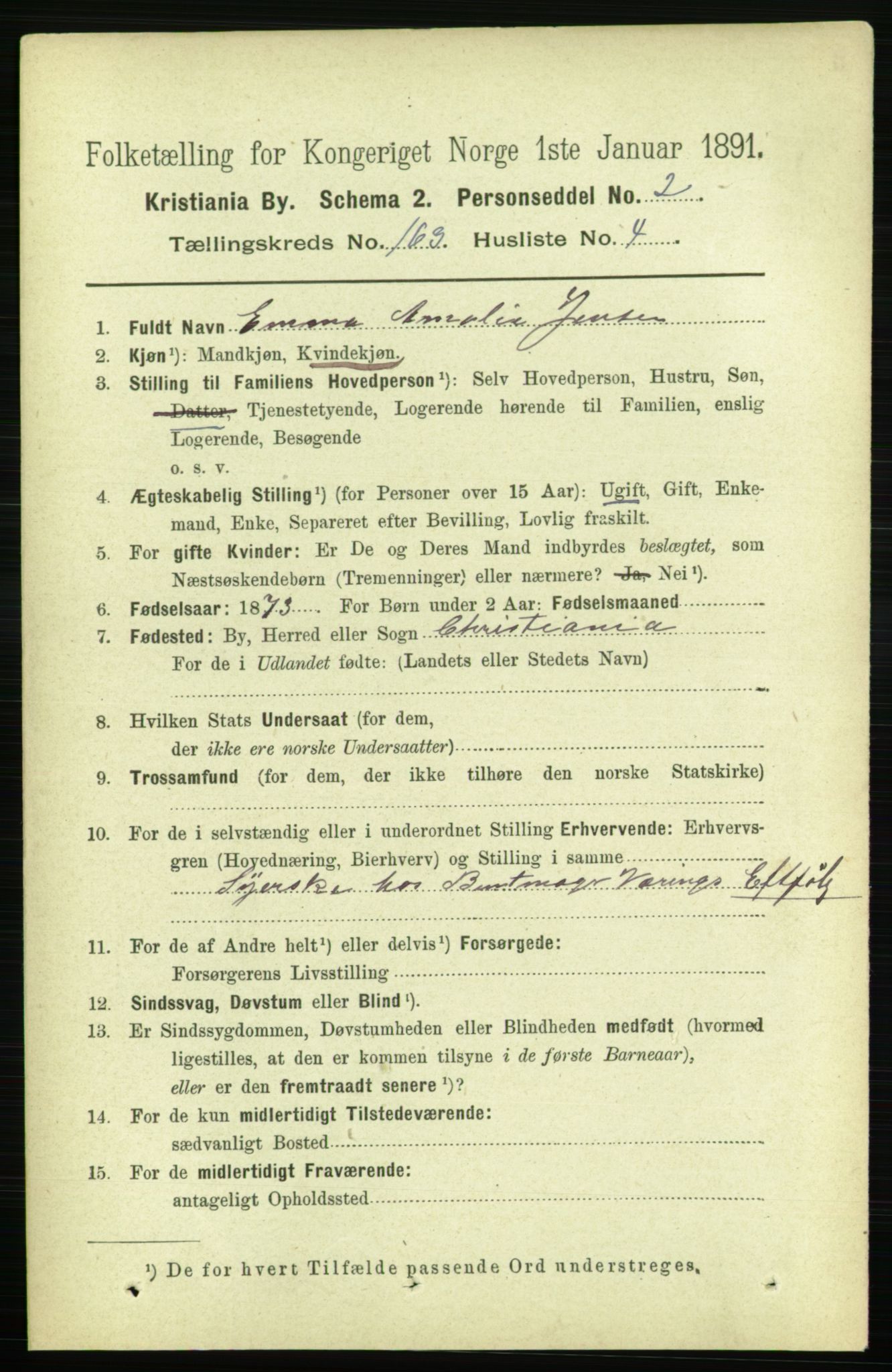 RA, 1891 census for 0301 Kristiania, 1891, p. 93623