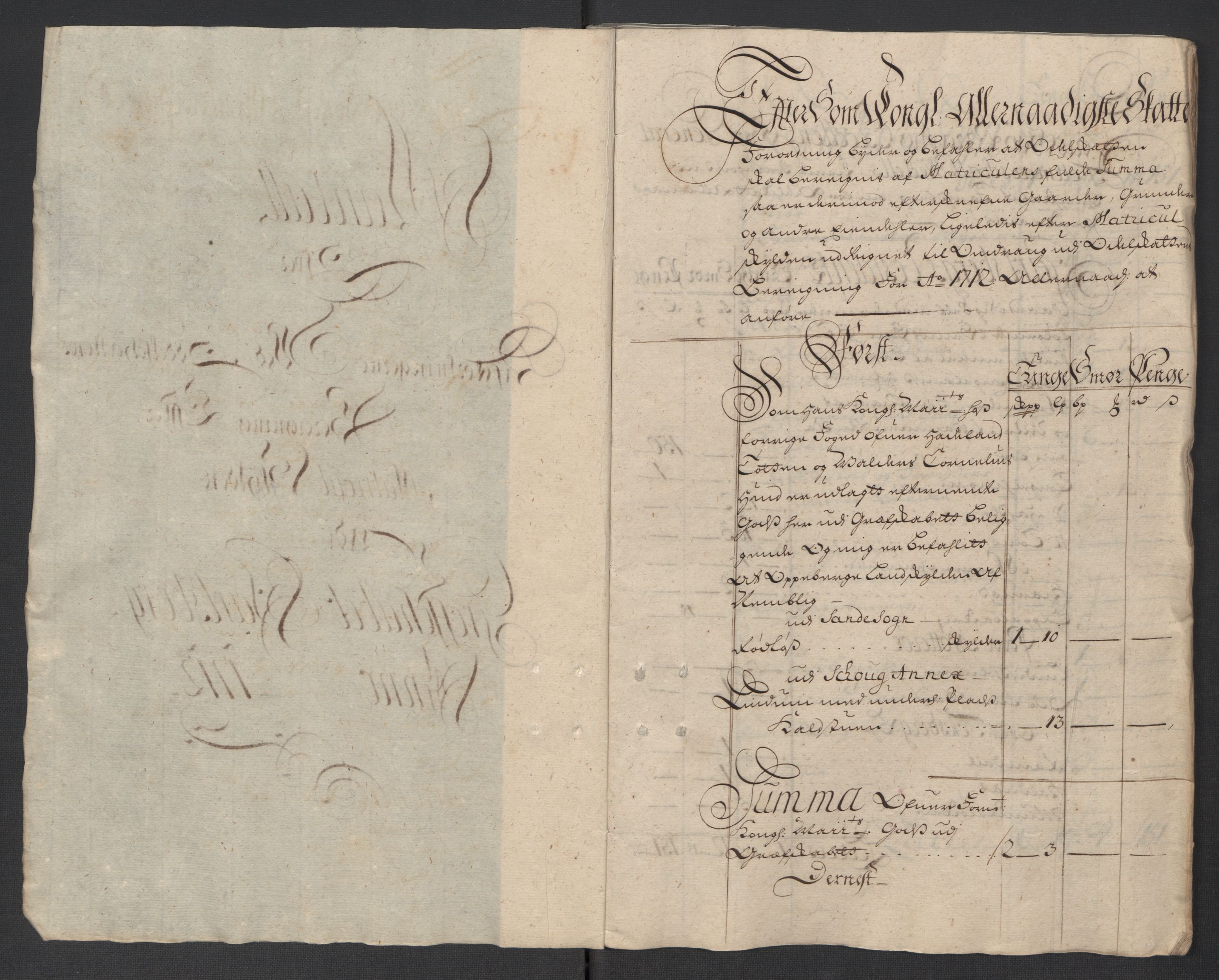 Rentekammeret inntil 1814, Reviderte regnskaper, Fogderegnskap, AV/RA-EA-4092/R32/L1877: Fogderegnskap Jarlsberg grevskap, 1712, p. 211