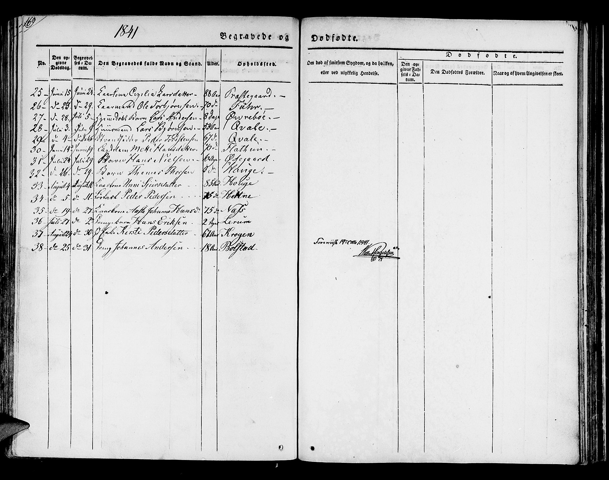 Luster sokneprestembete, AV/SAB-A-81101/H/Haa/Haaa/L0005: Parish register (official) no. A 5, 1831-1841, p. 169