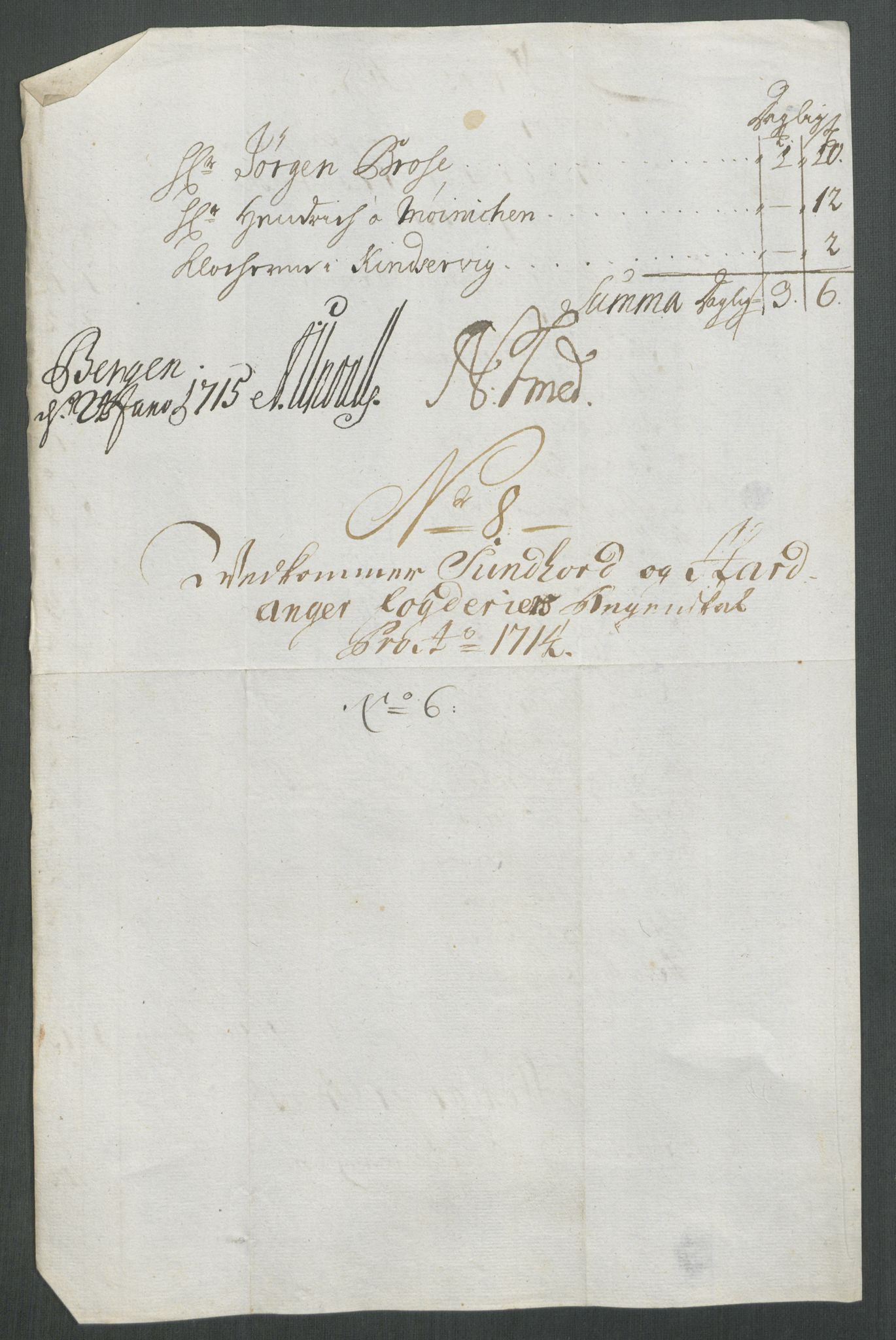 Rentekammeret inntil 1814, Reviderte regnskaper, Fogderegnskap, AV/RA-EA-4092/R48/L2990: Fogderegnskap Sunnhordland og Hardanger, 1714, p. 147