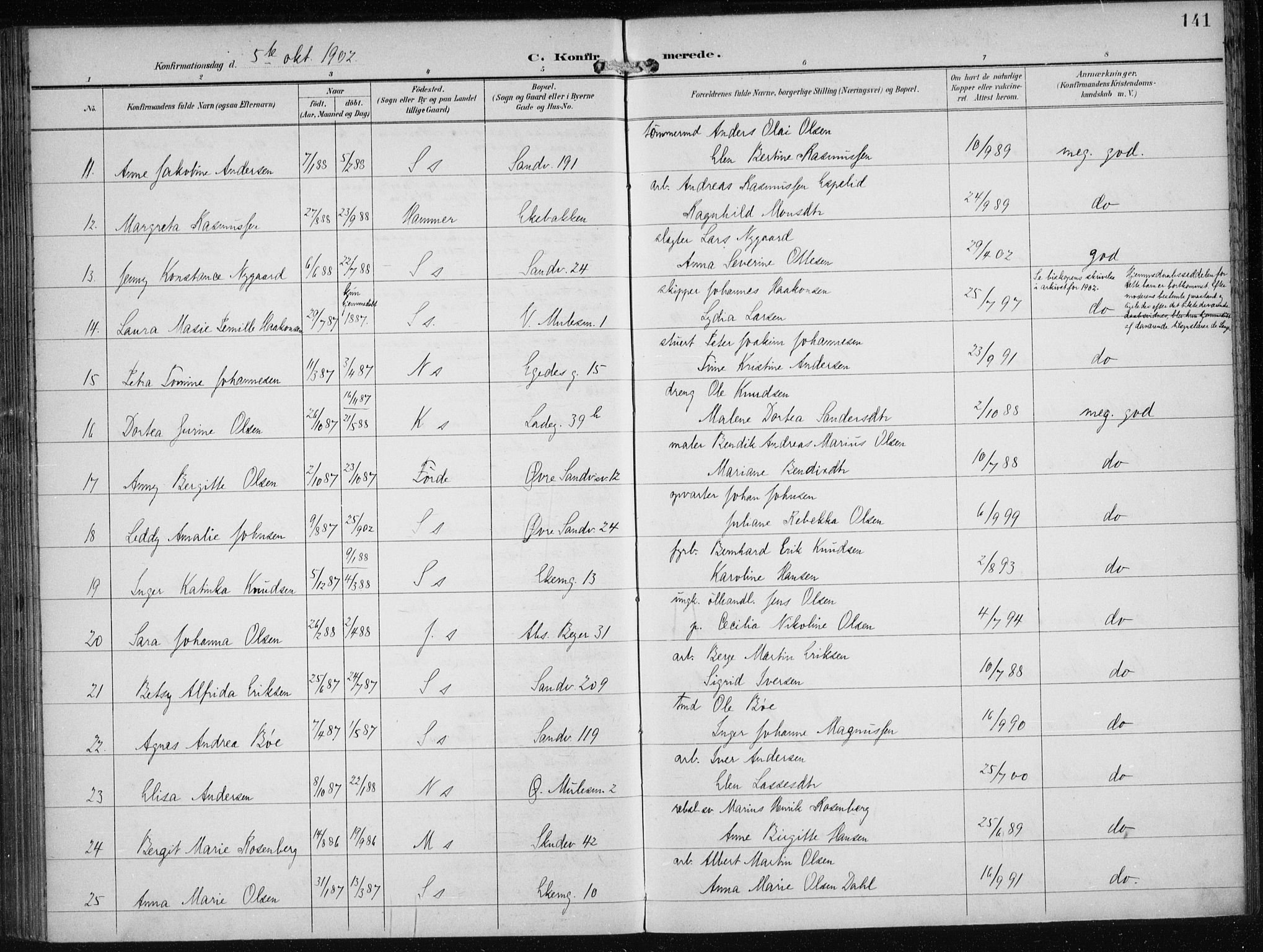 Sandviken Sokneprestembete, AV/SAB-A-77601/H/Ha/L0010: Parish register (official) no. C 1, 1895-1905, p. 141