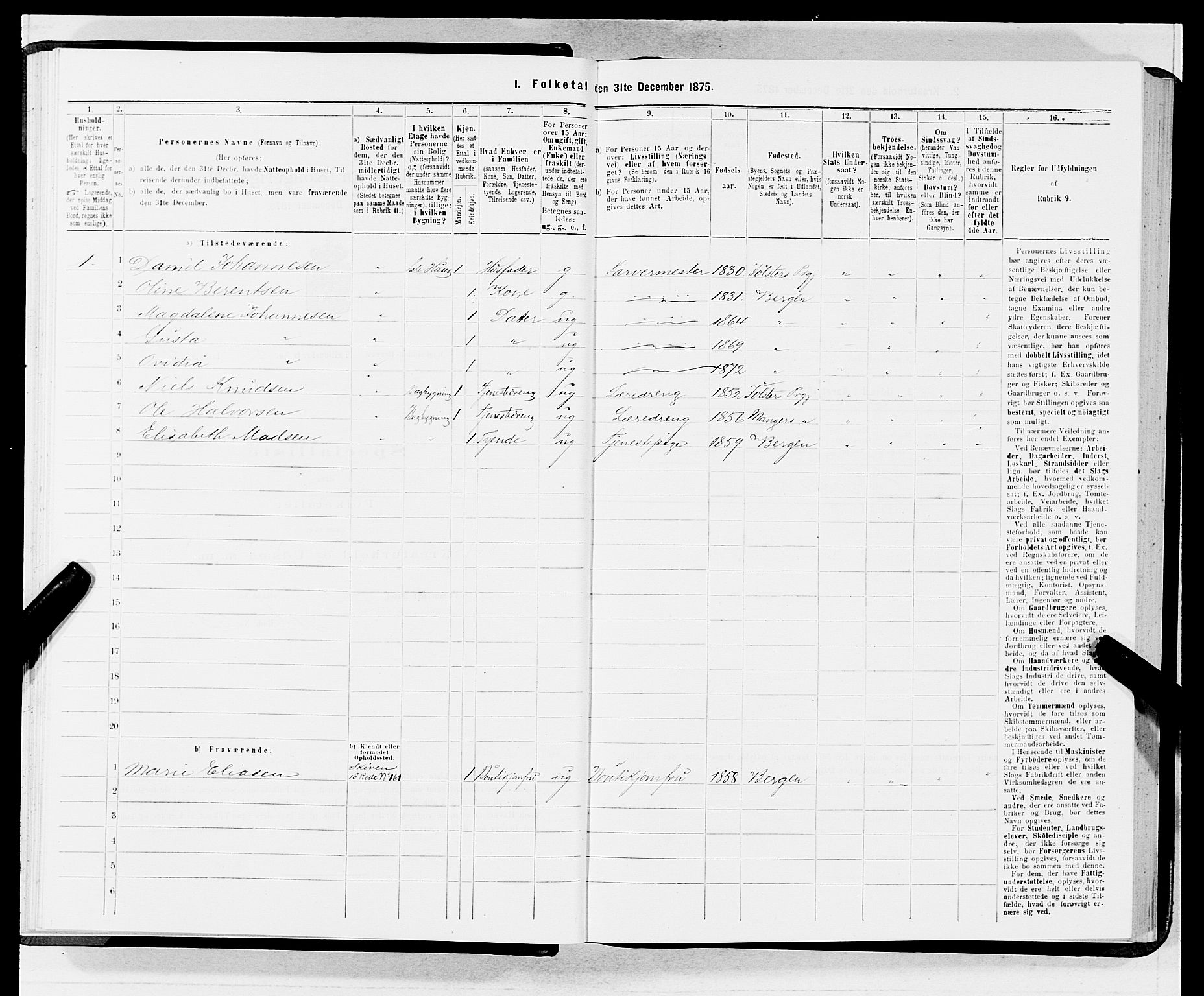 SAB, 1875 census for 1301 Bergen, 1875, p. 4620